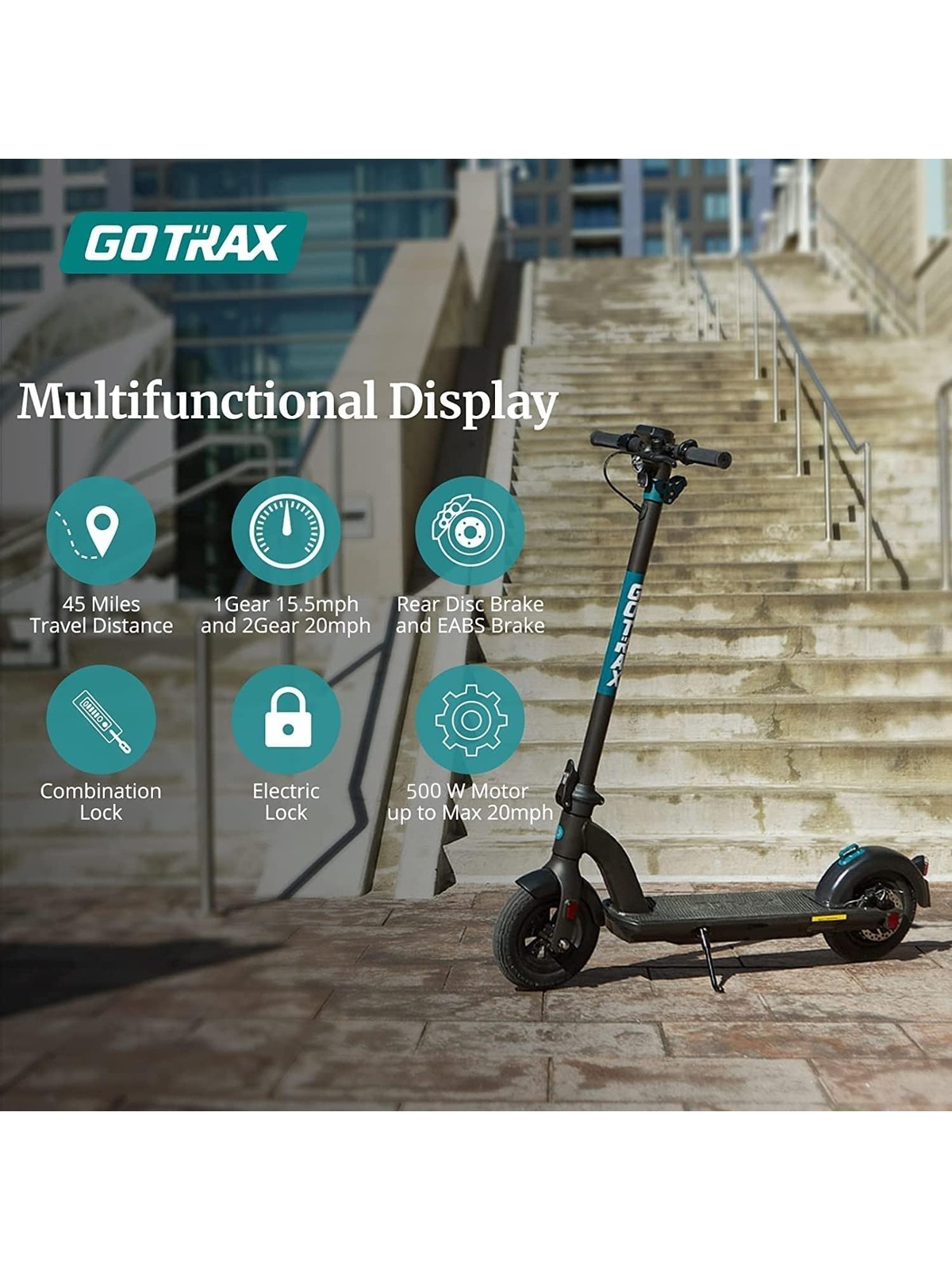 Gotrax Gmax Ultra Electric Scooter, 10" Pneumatic Tires, Max 72Km and 32km/h Speed, Double Anti-Theft Lock, Bright Headlight and Taillight, Foldable and Cruise Control Escooter for Adult