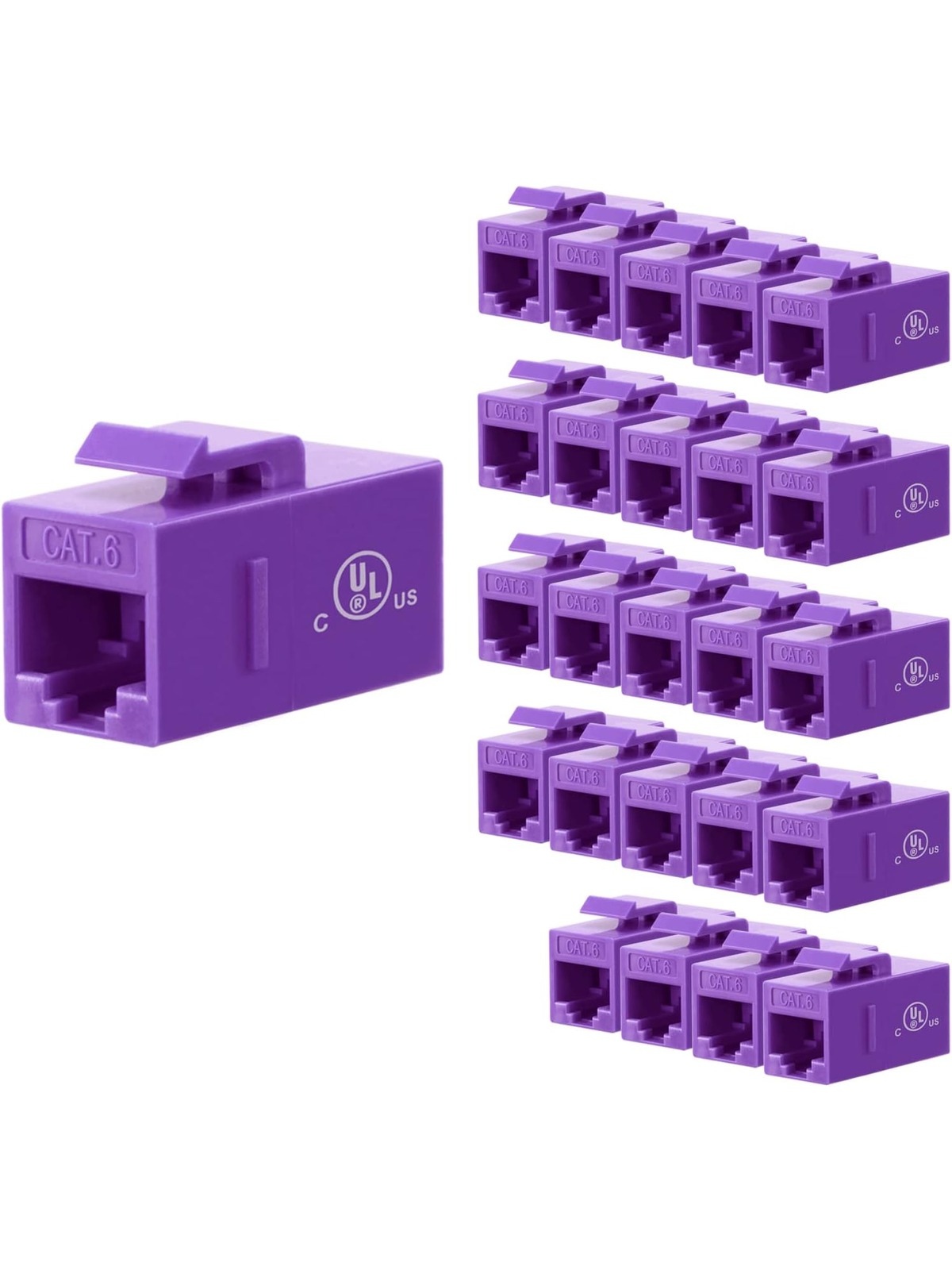 [UL Listed] VCE (25-Pack) UTP CAT6/CAT5/CAT5e Keystone Coupler, RJ45 Female to Female Insert Coupler, 8P8C Network Keystone Inline Jack