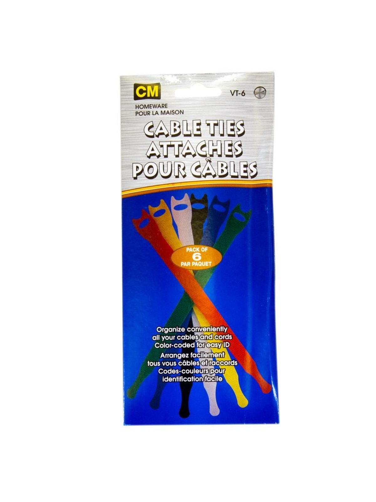 Attaches velcro pour câble VT-6 de 7.87″ - paquet de 6 - mult