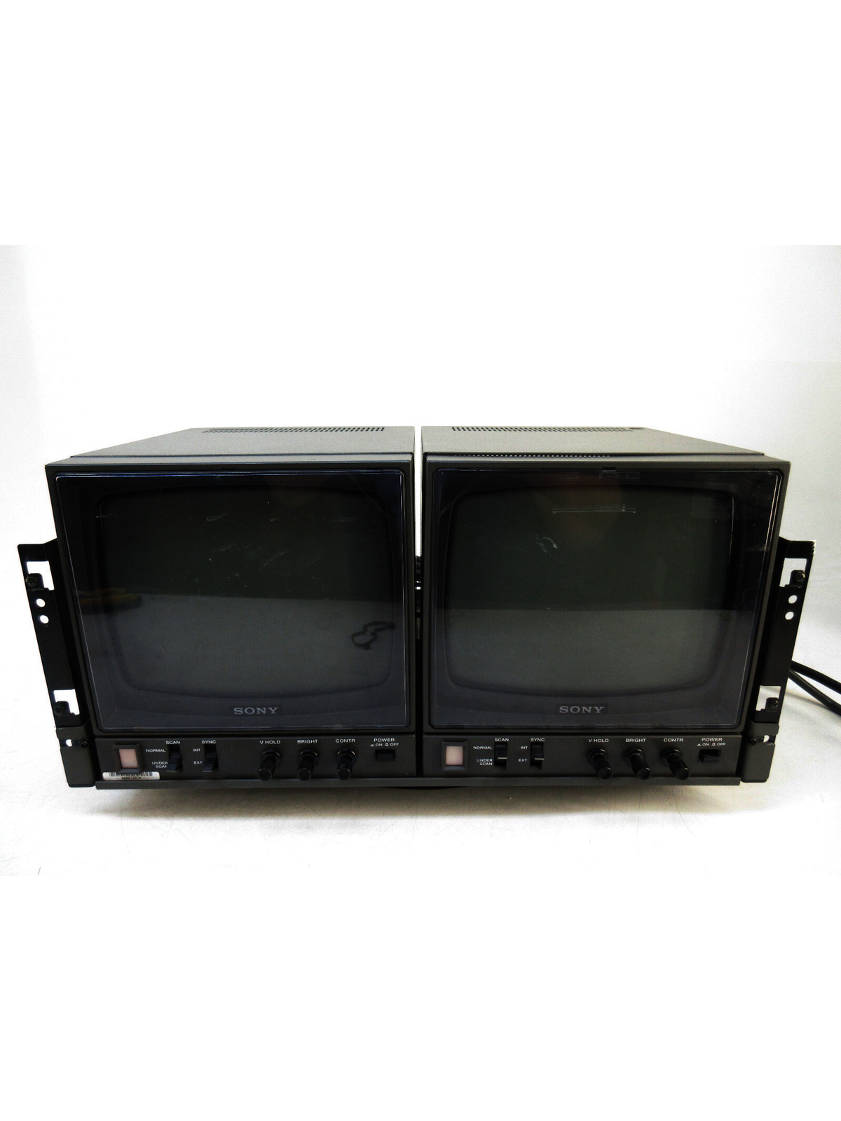 2x SONY PVM-91 Vintage Black and White CRT Video Monitor with Rack