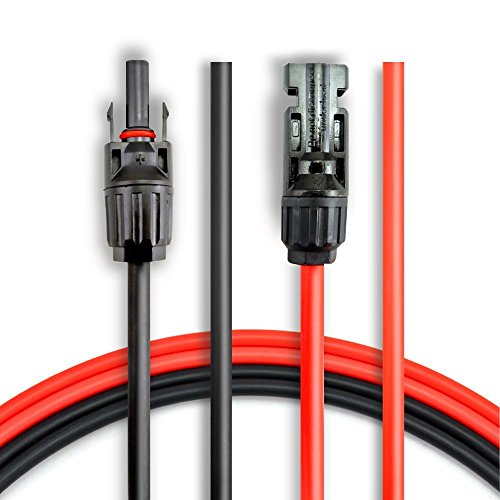 BougeRV 30 Feet 10AWG Solar Extension Cable with MC4 Female and Male Connector Solar Panel Adaptor Kit Tool (1 Pair) (30Ft 10AWG)
