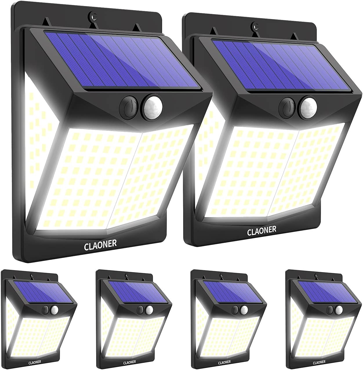 CLAONER Solar Outdoor Motion Sensor Lights [140 LED/3 Modes], (Security/Permanent On All Night/Smart Brightness Control) IP65 Waterproof Wireless Home Door Deck Garage