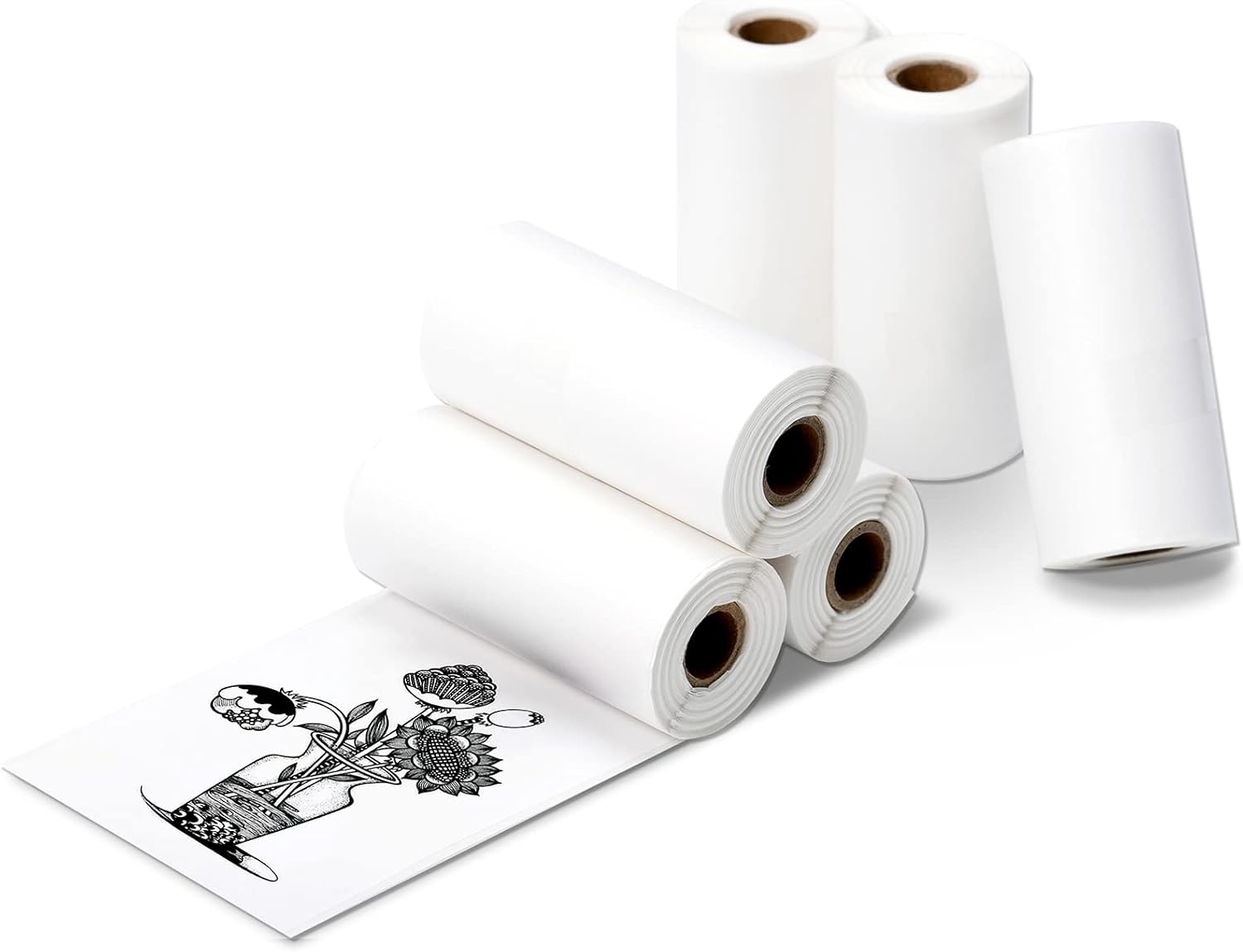 Glossy Printable Sticker Paper White Direct Thermal Paper Self-Adhesive 57 x 30mm for PAPERANG Portable Bluetooth Pocket Mobile Printer, 6-Pack