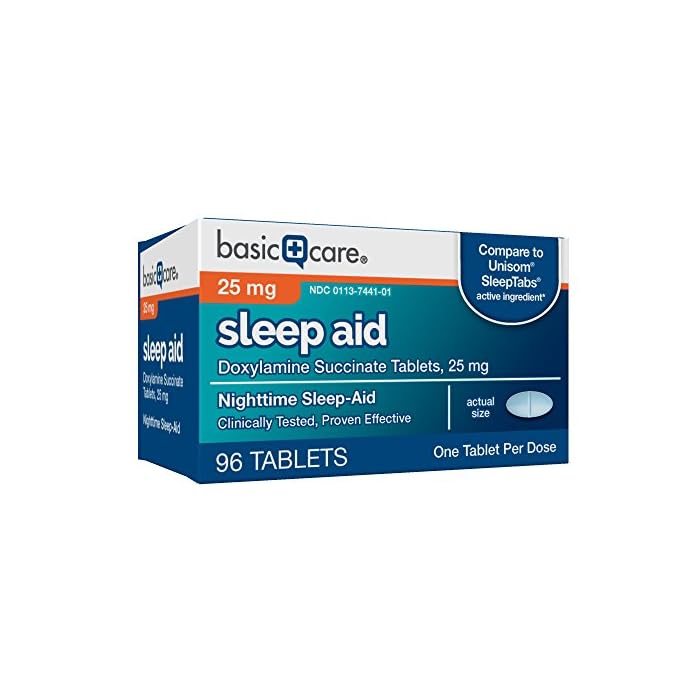 Basic Care Sleep Aid, Doxylamine Succinate Tablets, 25 mg, 96 Count
