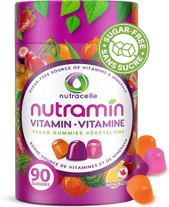 NUTRACELLE NUTRAMIN Daily Vegan Keto Multivitamin Gummies Vitamin C, D2, and Zinc for Immunity, Plant-Based, Sugar-Free, Nut-Free, Gluten-Free, Vitamin A, B, B6, B12 & More 90 Count, 45 Day Supply
