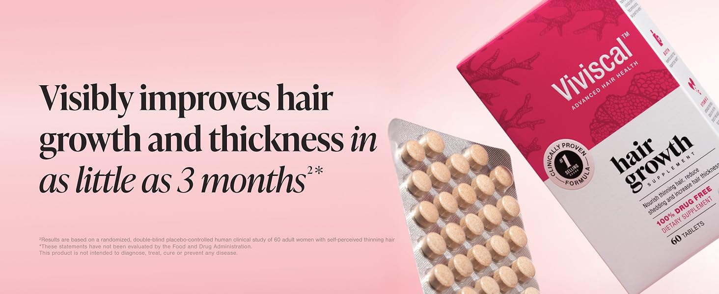 Viviscal Women's Hair Growth Supplement - Nourish Thinning Hair and Increase Hair Thickness - With AminoMar Collagen, Biotin, Zinc, Vitamin C, and Iron - 60 Tablets (30-Day Supply)