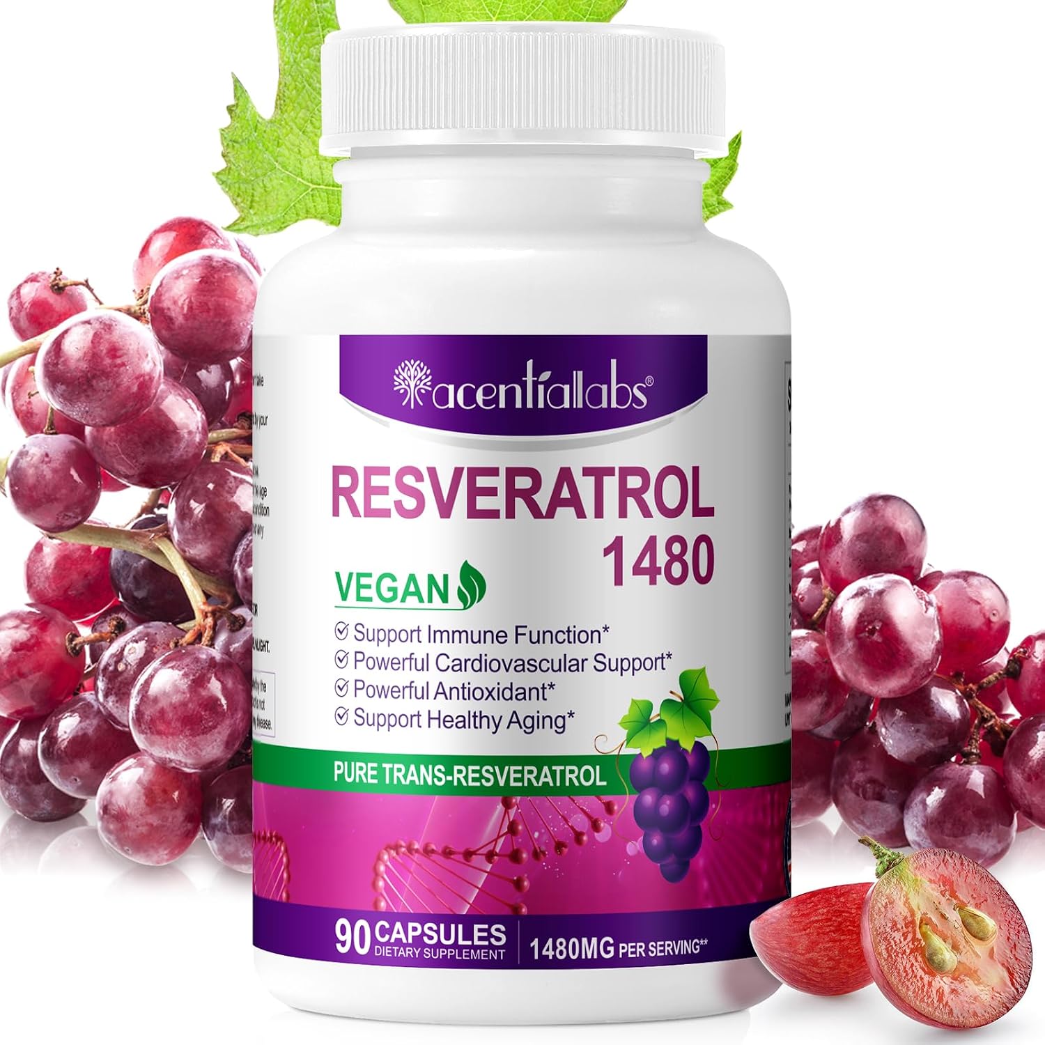 Resveratrol Antioxidant Supplement - Trans Resveratrol for Excellent Skin Health and Heart, Circulation, Liver with Grape Seed, Green Tea Extract, Goji and Pomegranate - 20 Sachets - MapleLife