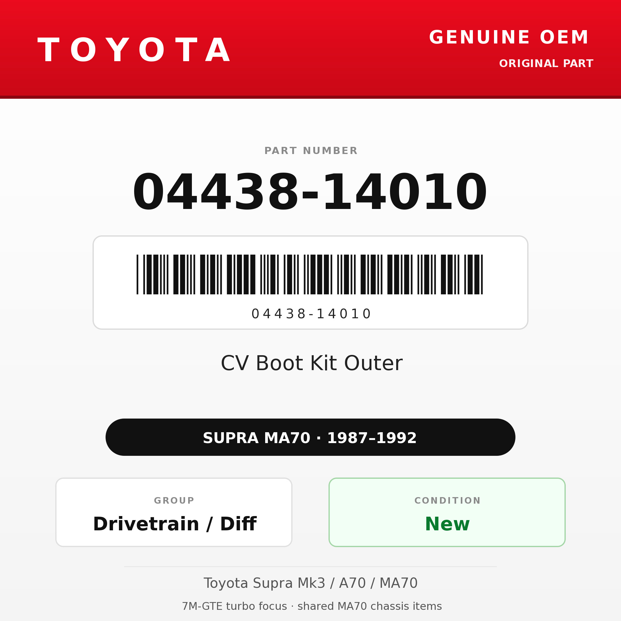 Genuine Toyota OEM 04438-14010 - CV Boot Kit Outer (87-92 Supra)