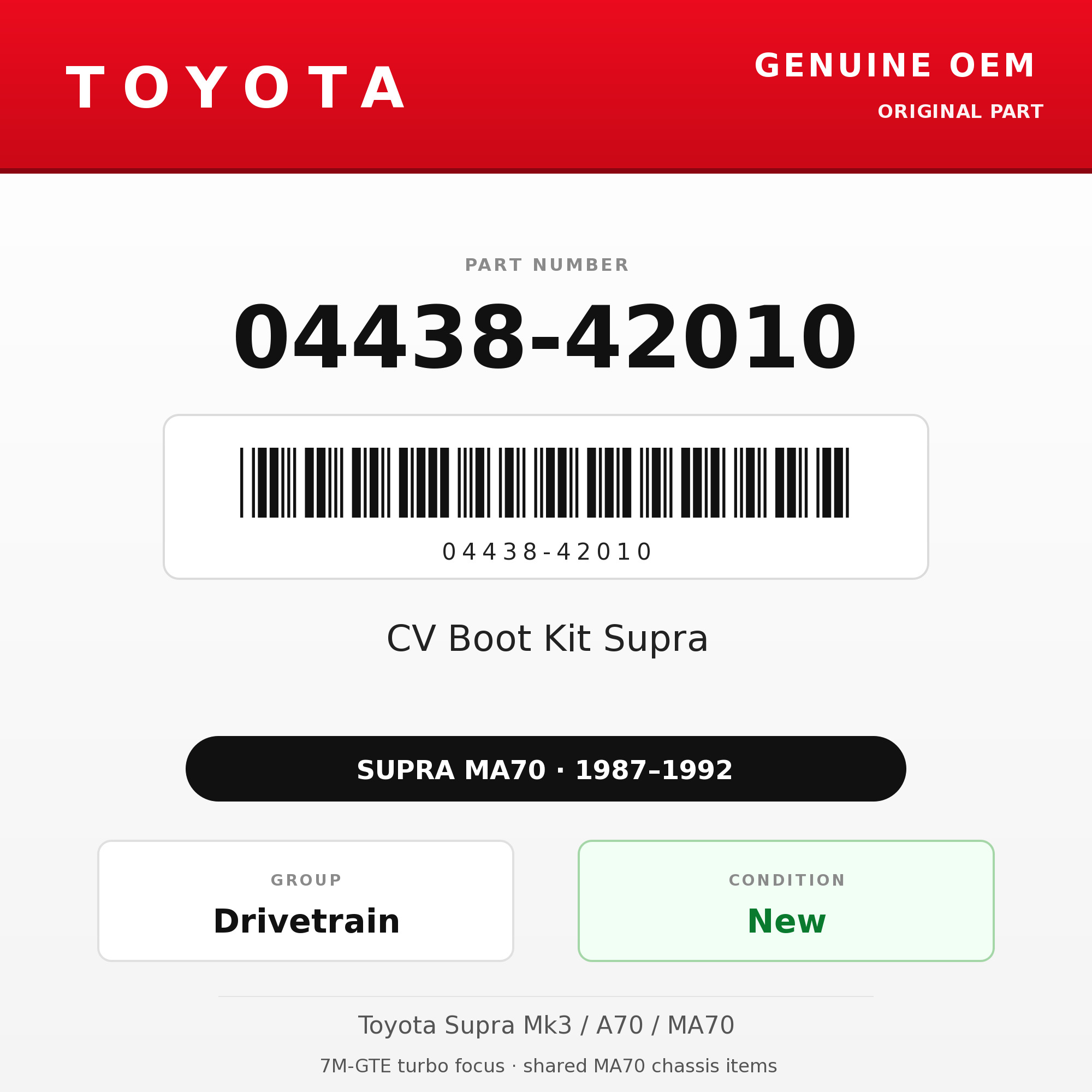 Genuine Toyota OEM 04438-42010 - CV Boot Kit Supra (87-92 Supra)