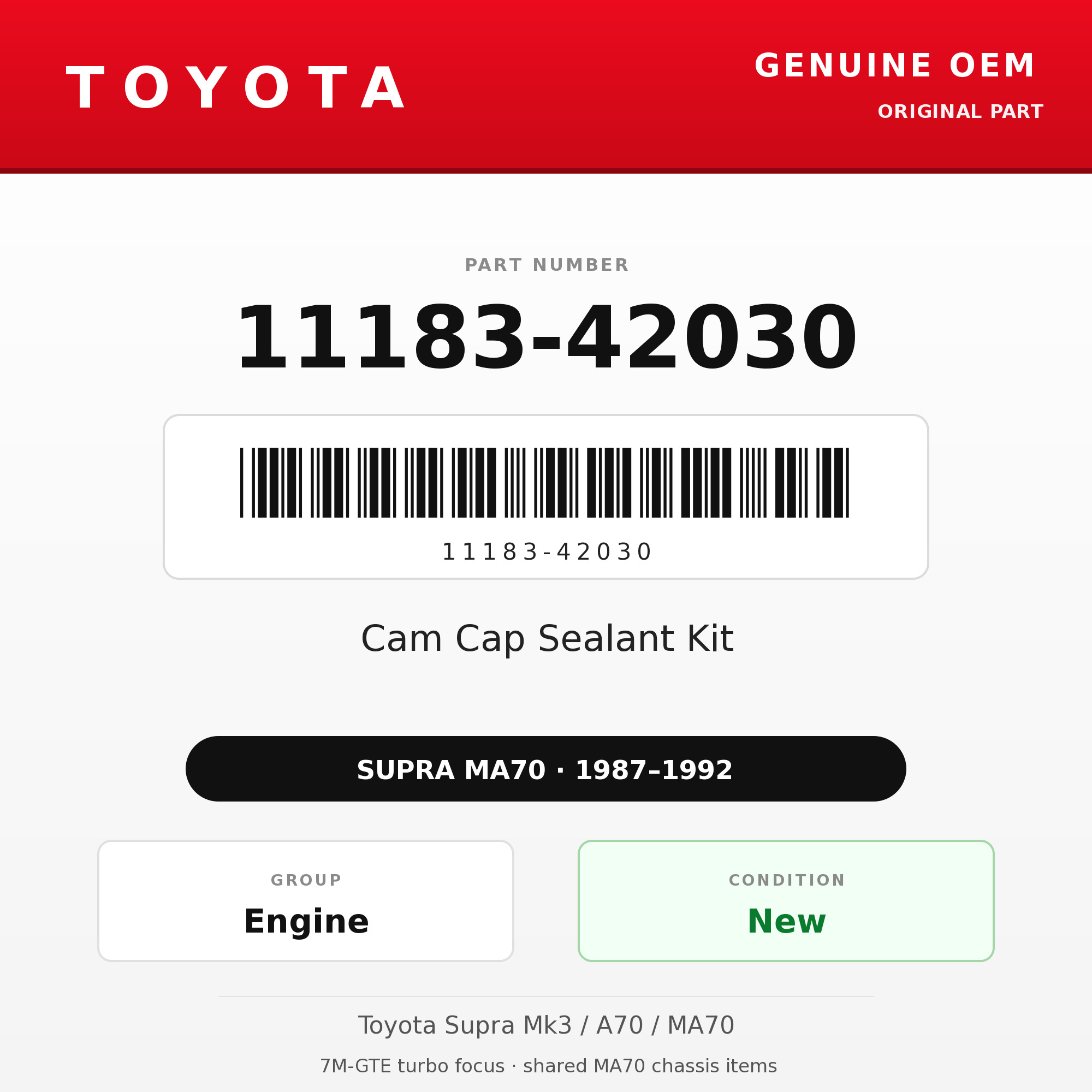 Genuine Toyota OEM 11183-42030 - Cam Cap Sealant Kit 7M (87-92 Supra)