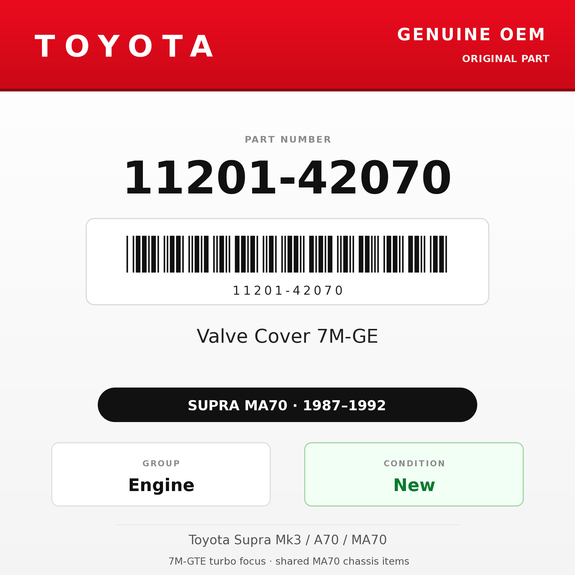 Genuine Toyota OEM 11201-42070 - Valve Cover 7M-GE (87-92 Supra)