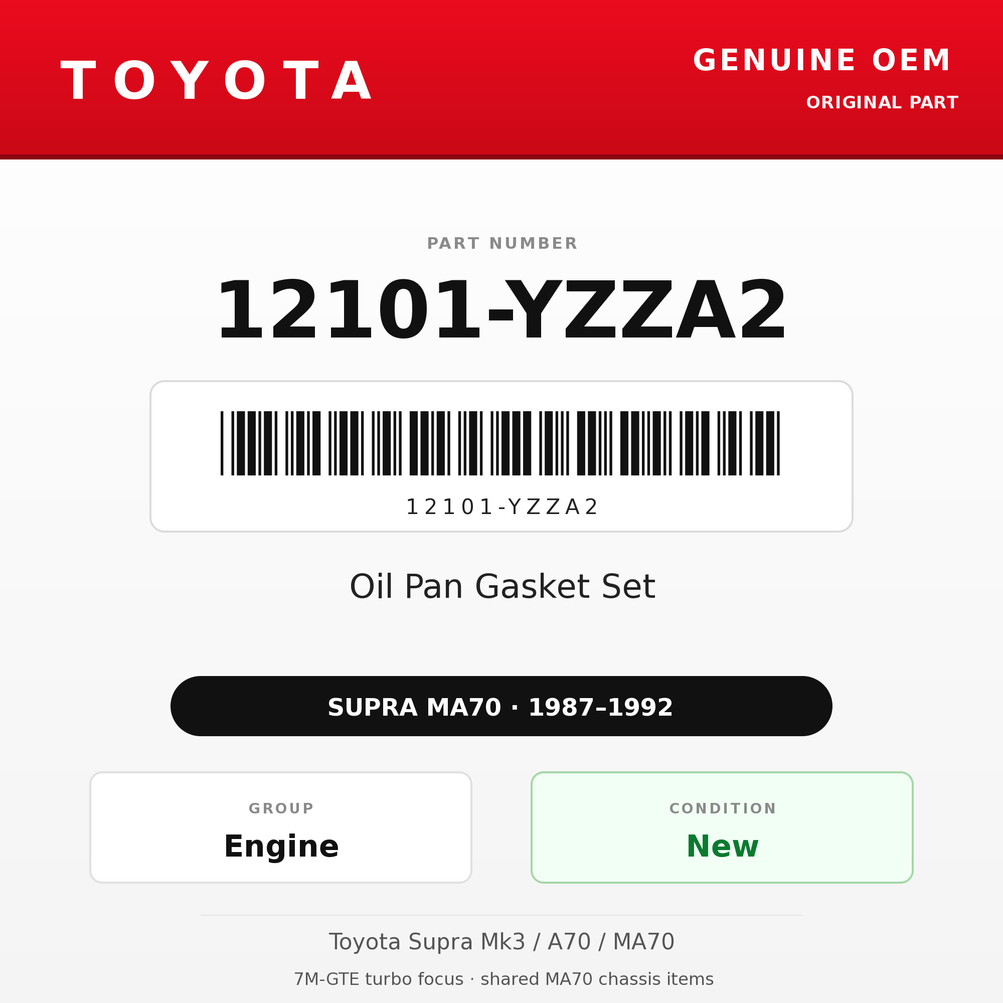 Genuine Toyota OEM 12101-YZZA2 - Oil Pan Gasket Set 7M-GTE (87-92 Supra)