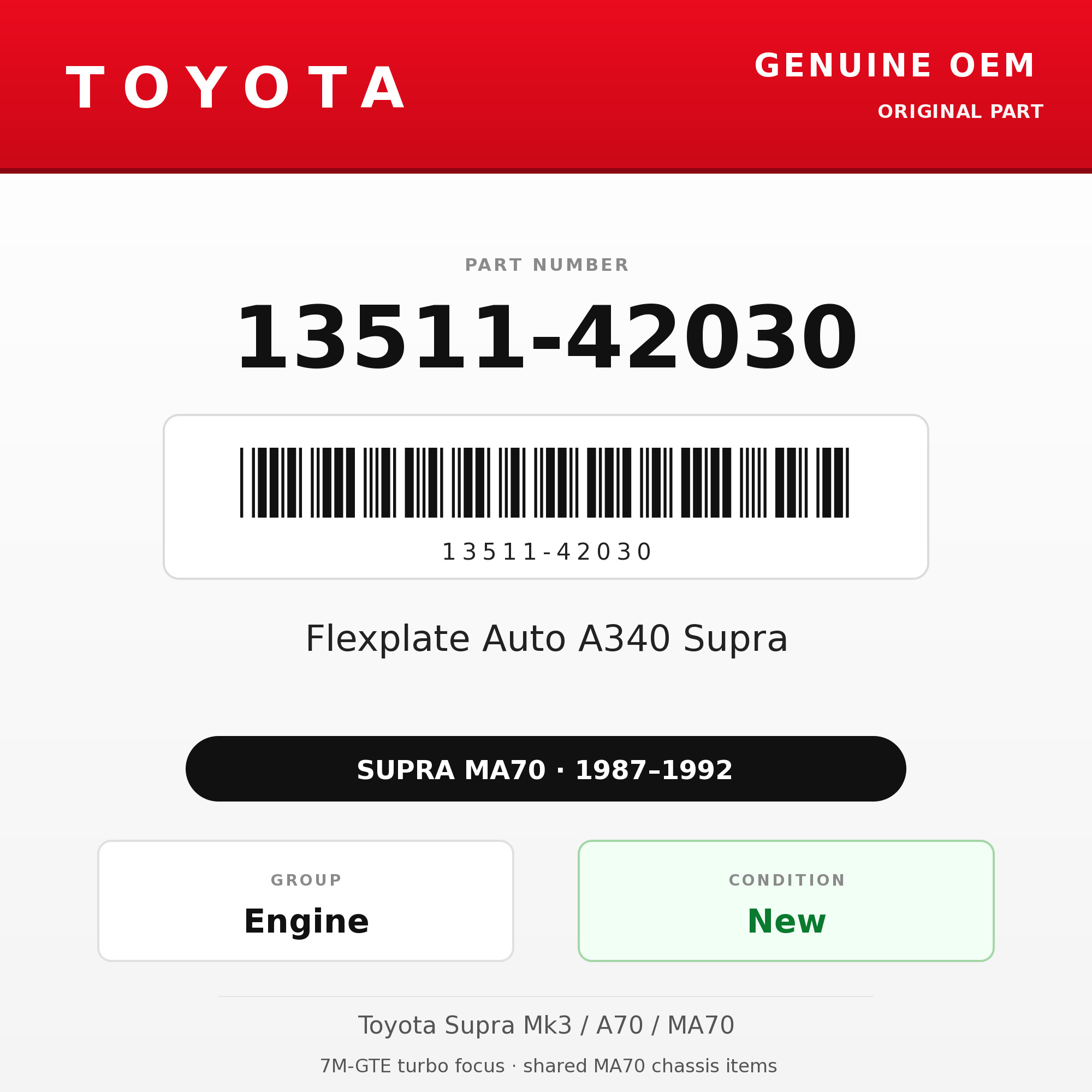 Genuine Toyota OEM 13511-42030 - Flexplate Auto A340 Supra (87-92 Supra)