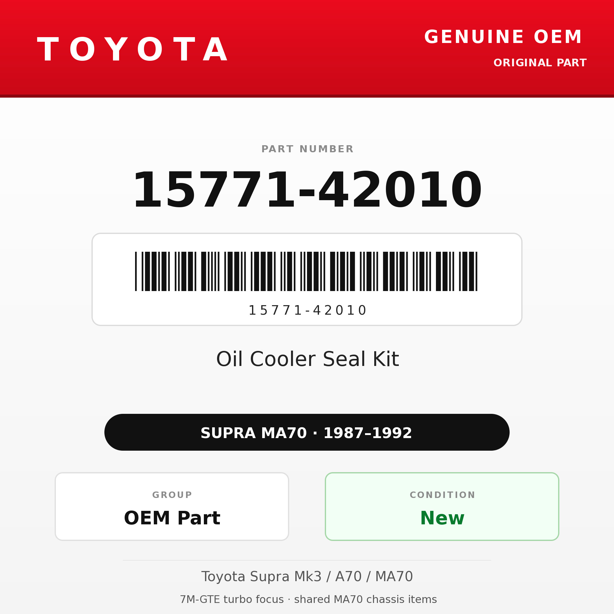 Genuine Toyota OEM 15771-42010 - Oil Cooler Seal Kit 7M-GTE (87-92 Supra)