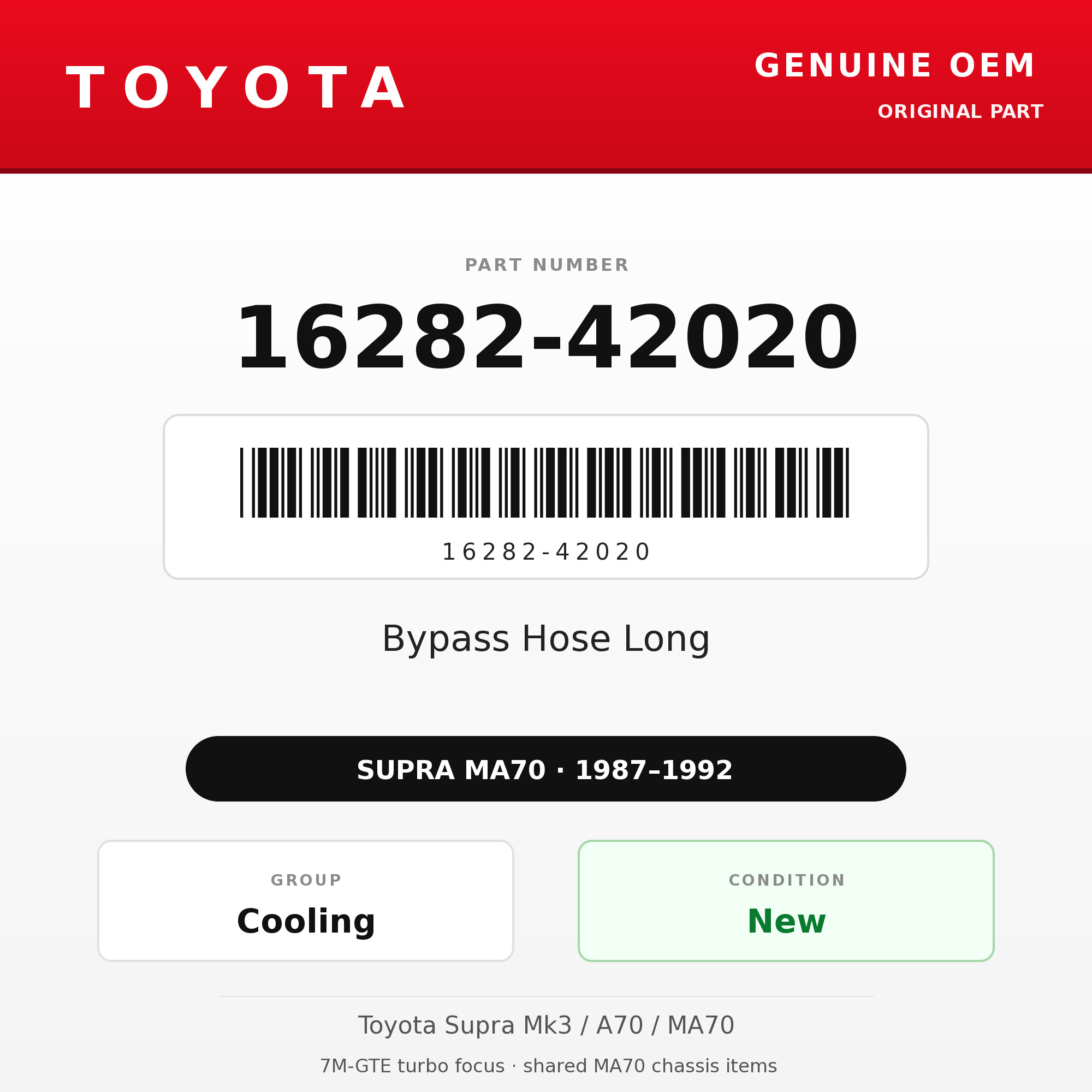 Genuine Toyota OEM 16282-42020 - Bypass Hose Long 7M (87-92 Supra)