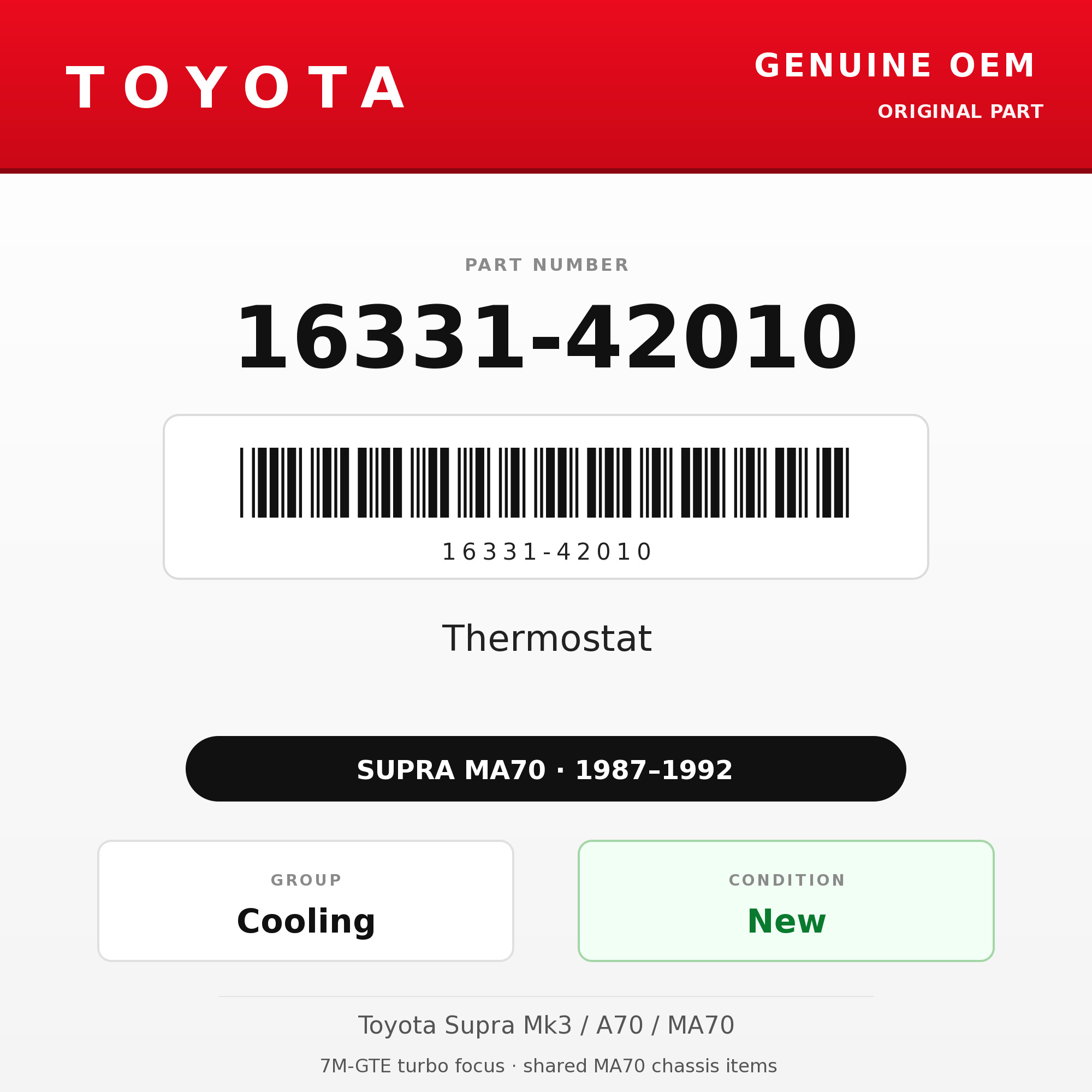 Genuine Toyota OEM 16331-42010 - 87-92 Thermostat 7M (87-92 Supra)