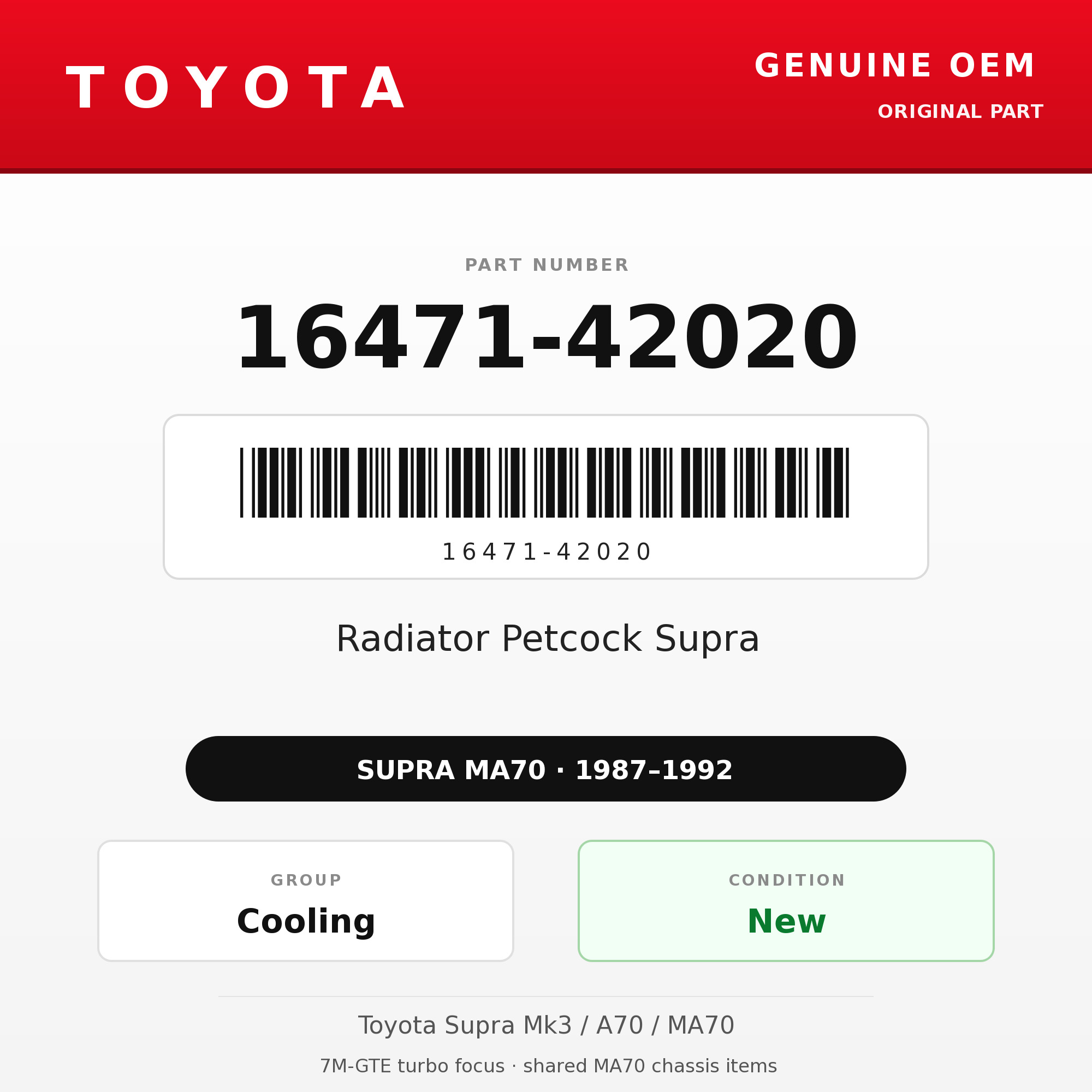 Genuine Toyota OEM 16471-42020 - Radiator Petcock Supra (87-92 Supra)