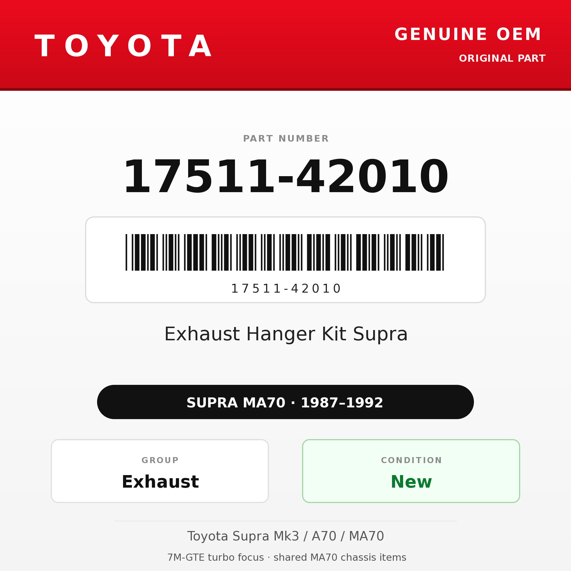 Genuine Toyota OEM 17511-42010 - 87-92 Exhaust Hanger Kit Supra (87-92 Supra)