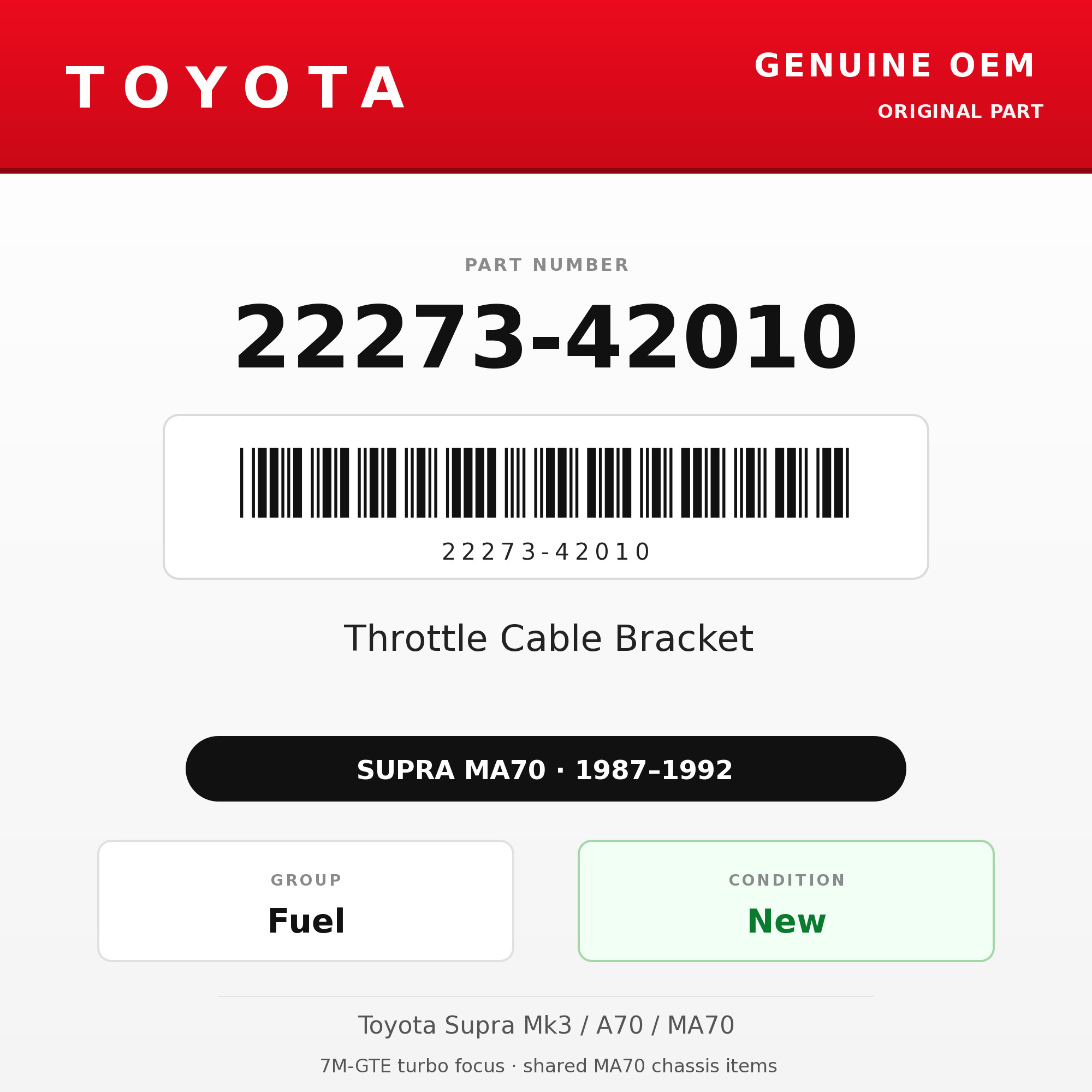 Genuine Toyota OEM 22273-42010 - Throttle Cable Bracket 7M (87-92 Supra)