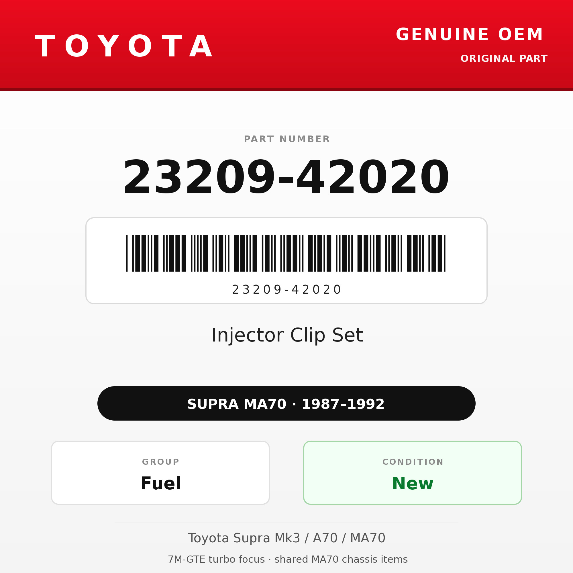 Genuine Toyota OEM 23209-42020 - Injector Clip Set 7M-GTE (87-92 Supra)