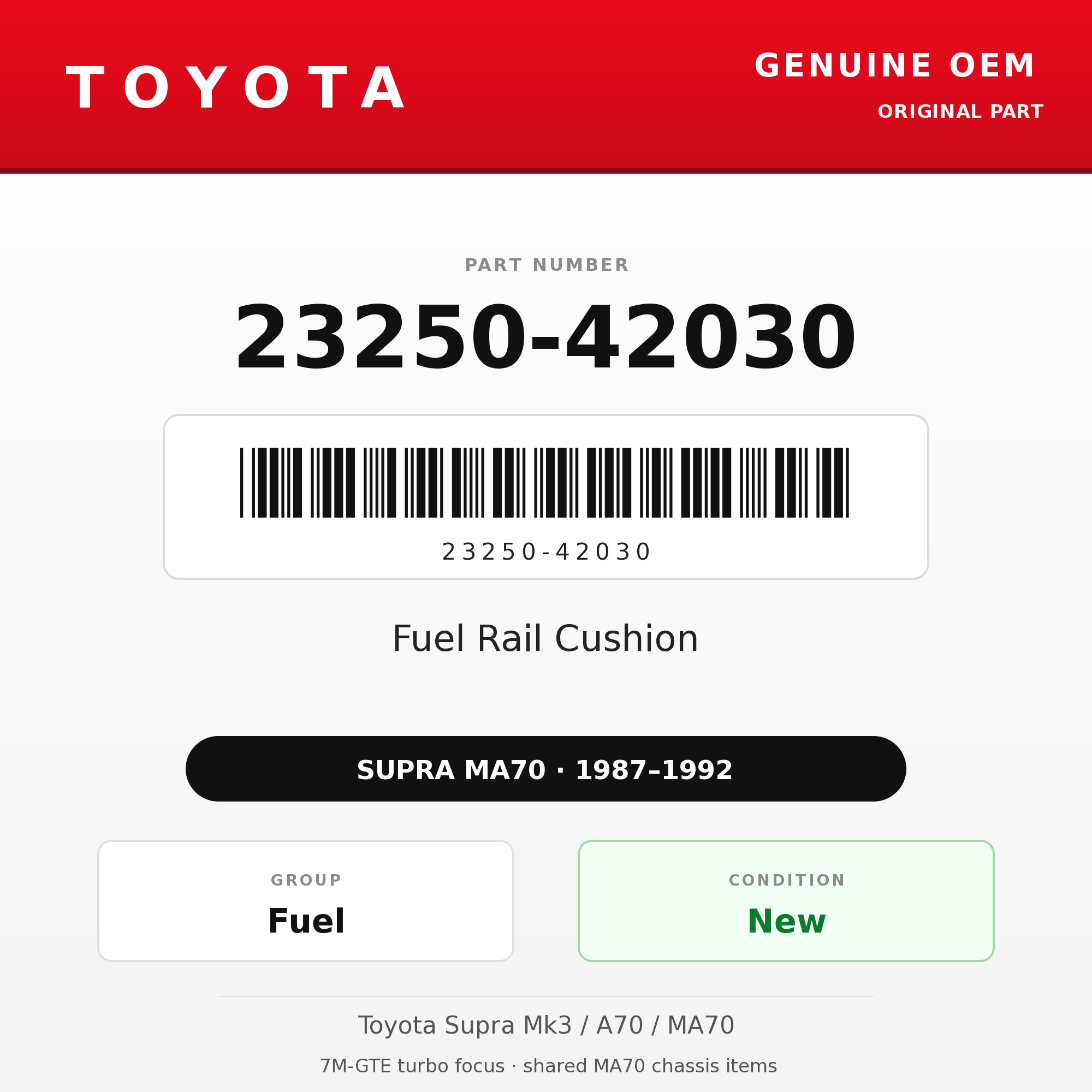 Genuine Toyota OEM 23250-42030 - Fuel Rail Cushion 7M (87-92 Supra)