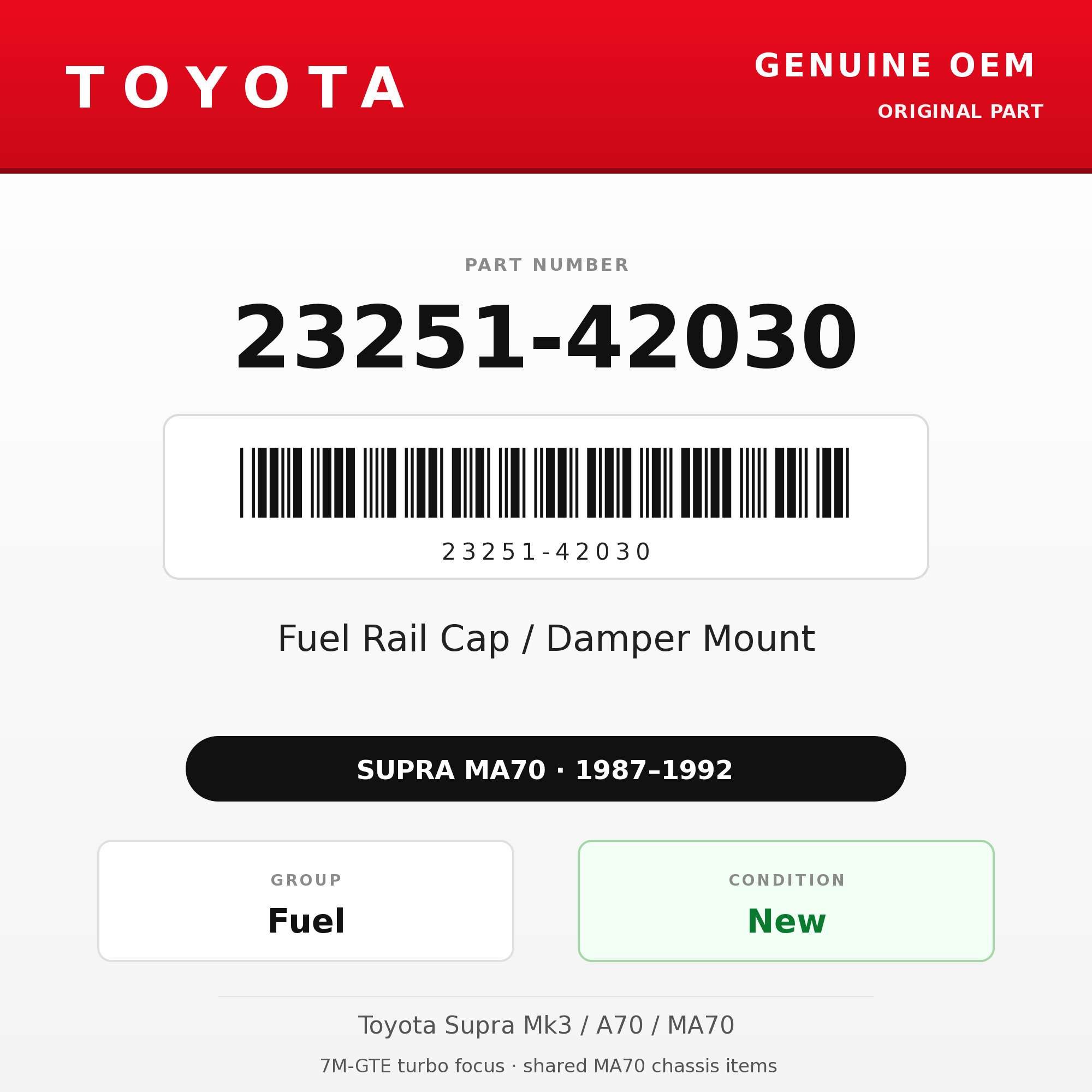 Genuine Toyota OEM 23251-42030 - Fuel Rail Cap / Damper Mount 7M (87-92 Supra)