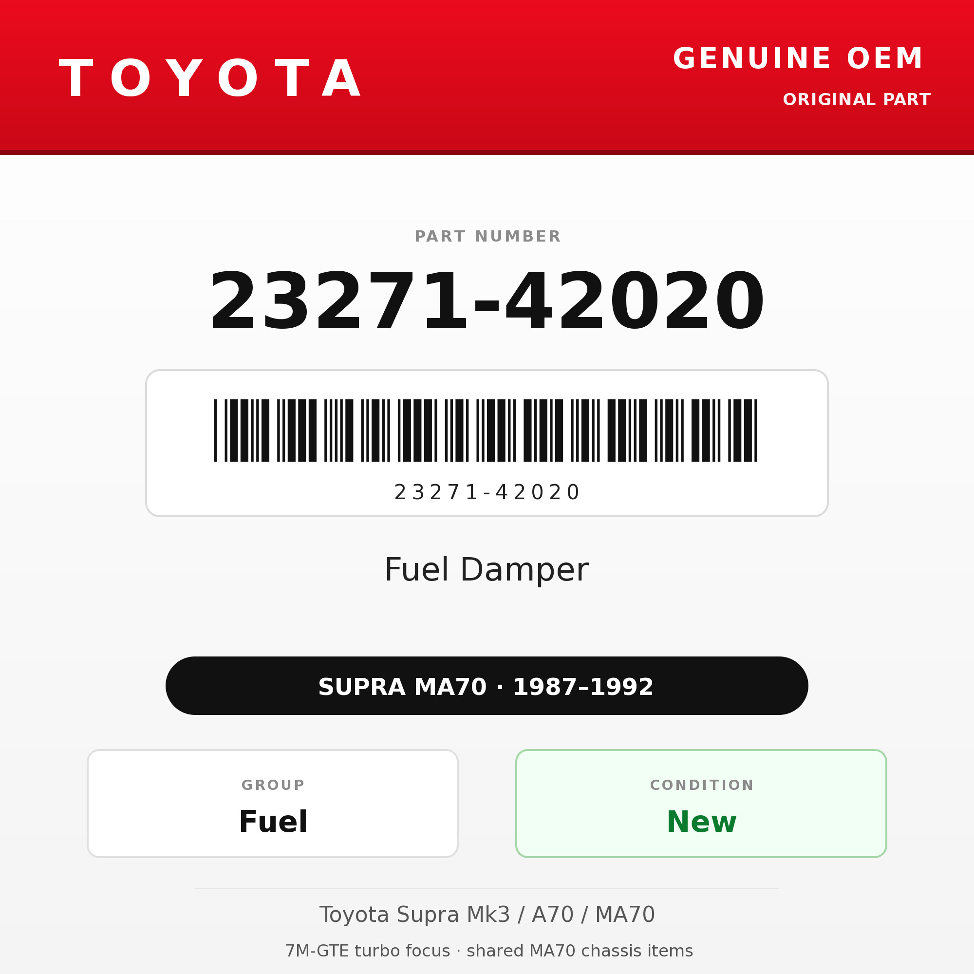 Genuine Toyota OEM 23271-42020 - Fuel Damper 7M-GTE (87-92 Supra)