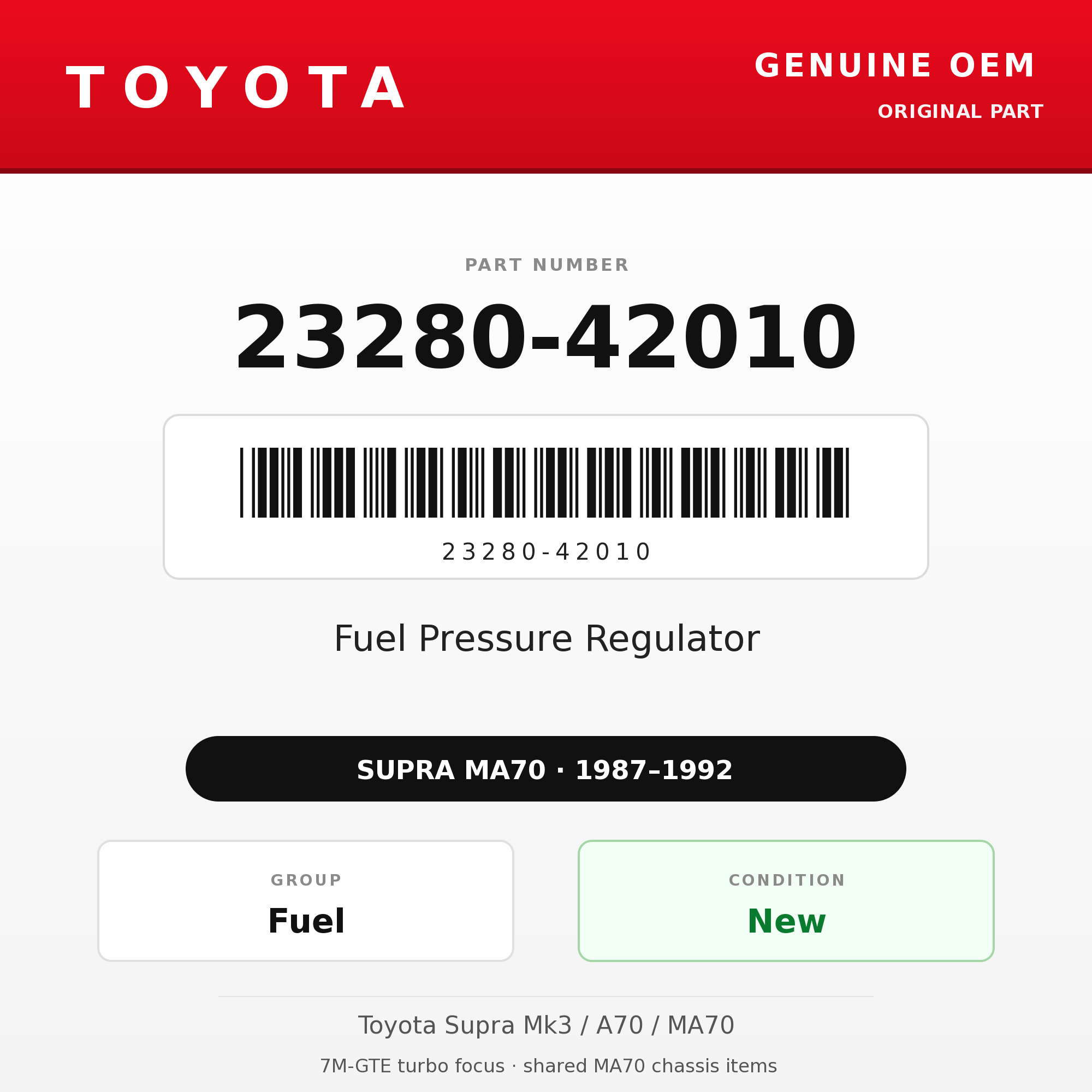 Genuine Toyota OEM 23280-42010 - Fuel Pressure Regulator 7M-GTE (87-92 Supra)