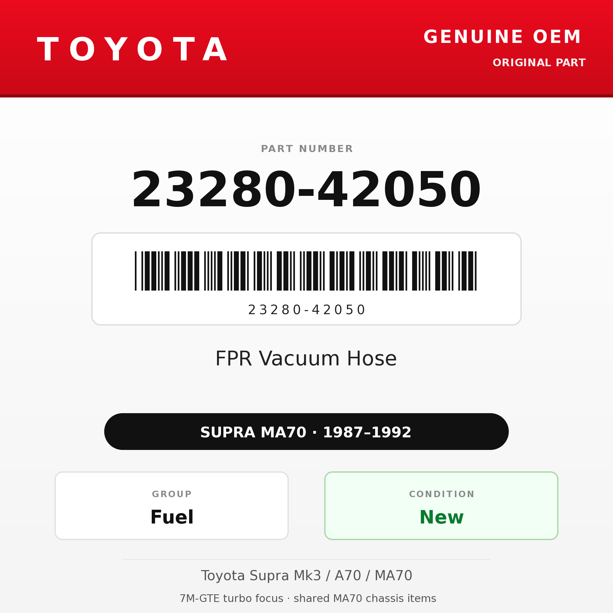 Genuine Toyota OEM 23280-42050 - FPR Vacuum Hose 7M (87-92 Supra)