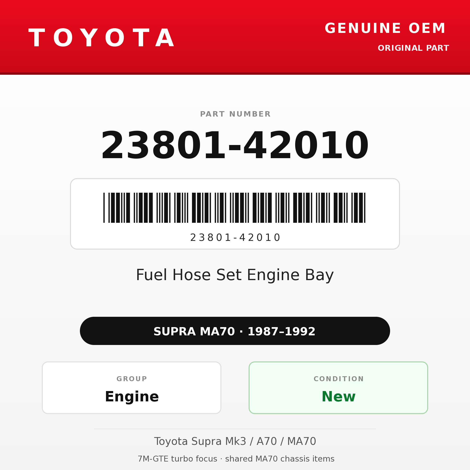 Genuine Toyota OEM 23801-42010 - Fuel Hose Set Engine Bay 7M-GTE (87-92 Supra)