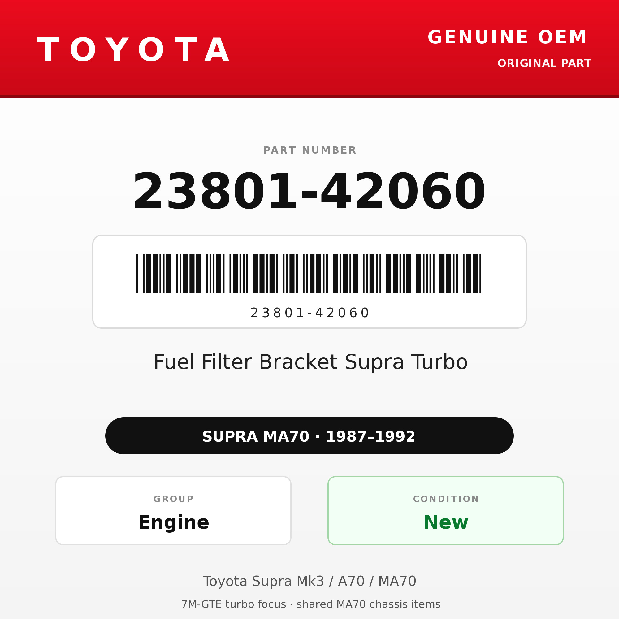 Genuine Toyota OEM 23801-42060 - Fuel Filter Bracket Supra Turbo (87-92 Supra)