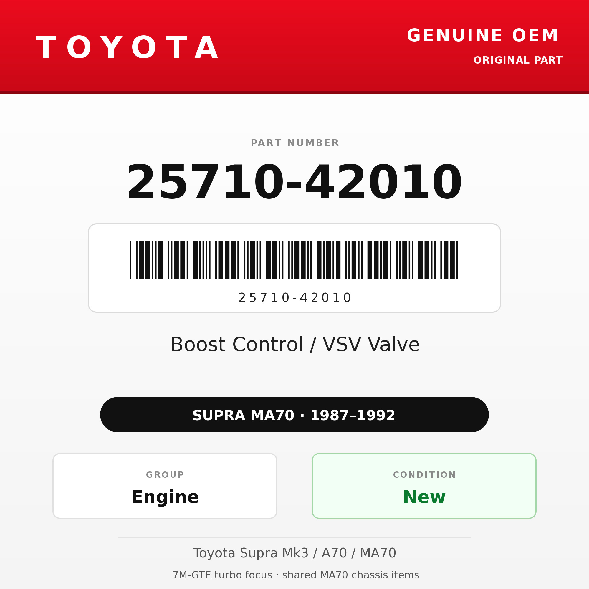 Genuine Toyota OEM 25710-42010 - Boost Control / VSV Valve 7M-GTE (87-92 Supra)