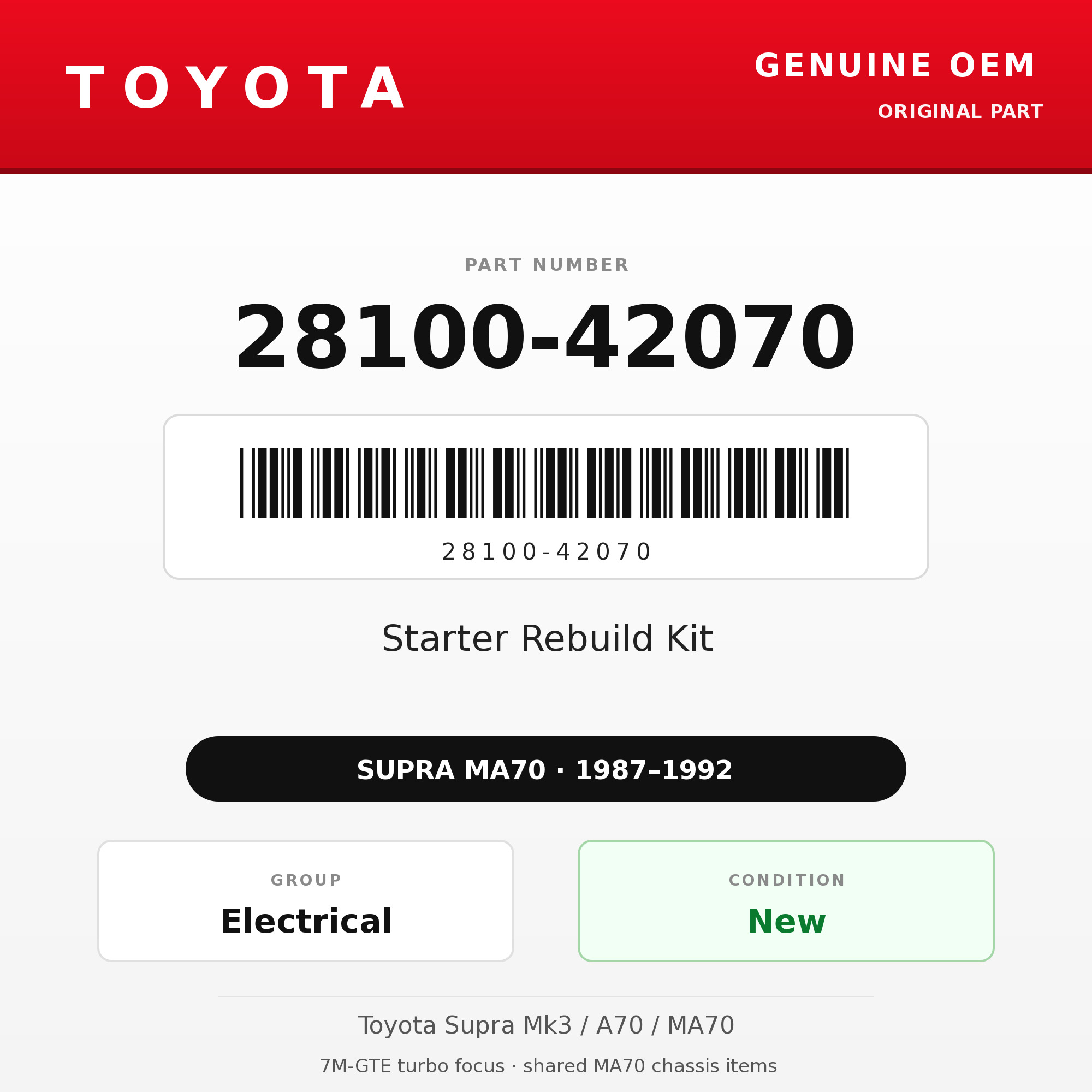 Genuine Toyota OEM 28100-42070 - Starter Rebuild Kit 7M (87-92 Supra)