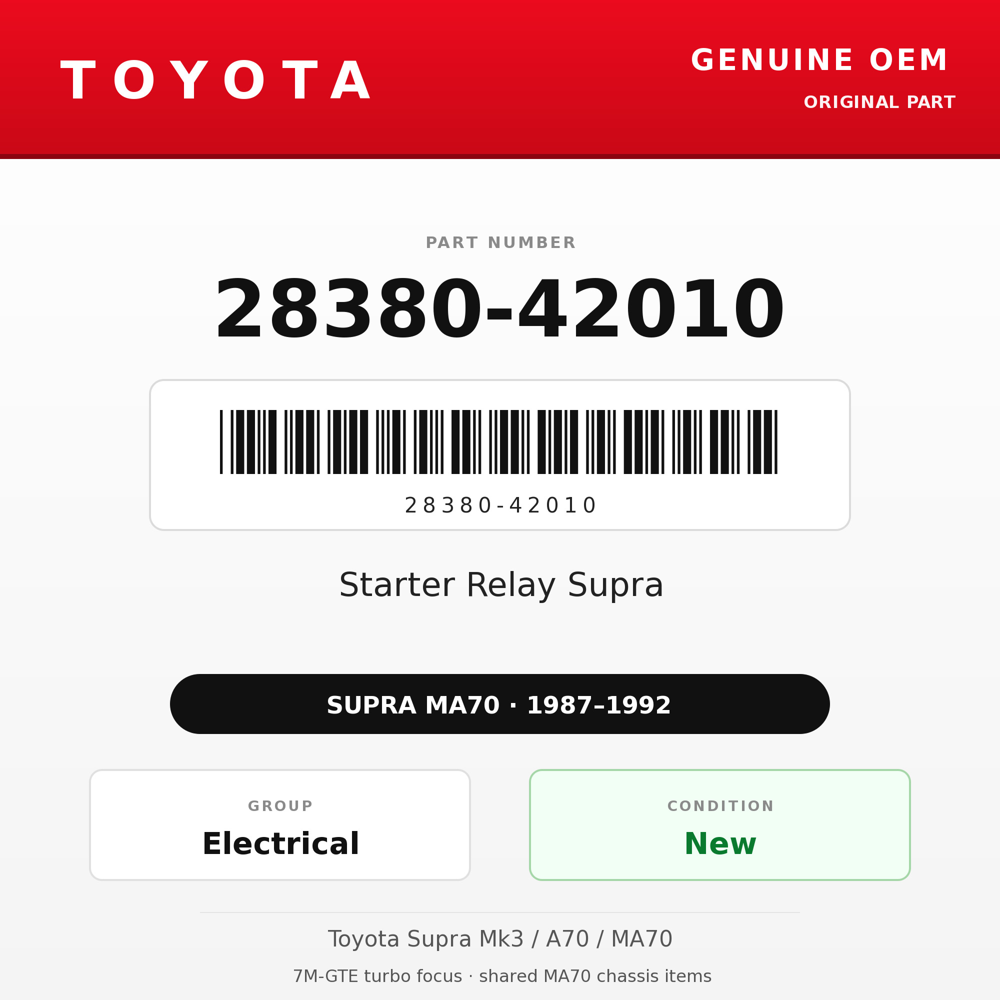 Genuine Toyota OEM 28380-42010 - Starter Relay Supra (87-92 Supra)