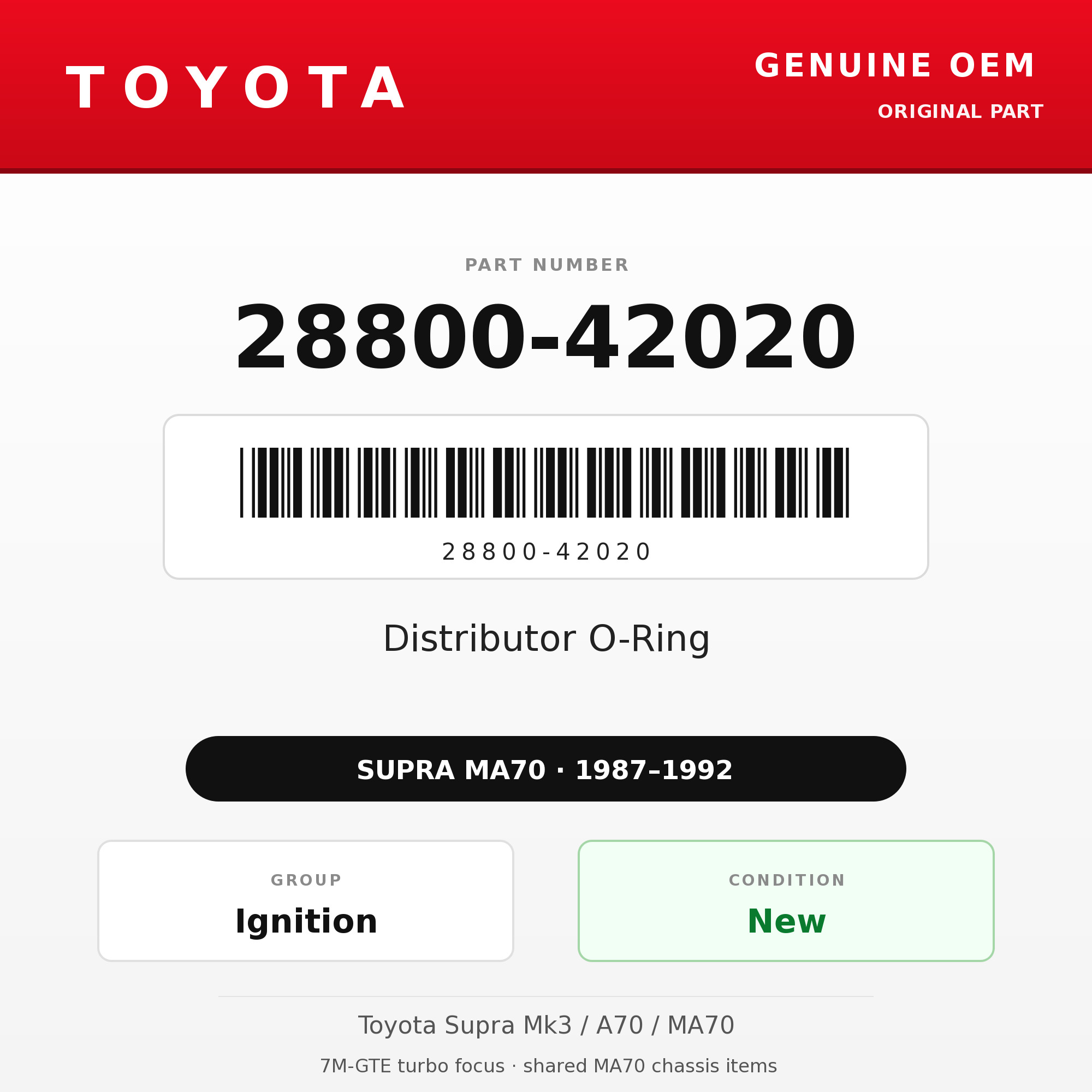 Genuine Toyota OEM 28800-42020 - Distributor O-Ring 7M (87-92 Supra)