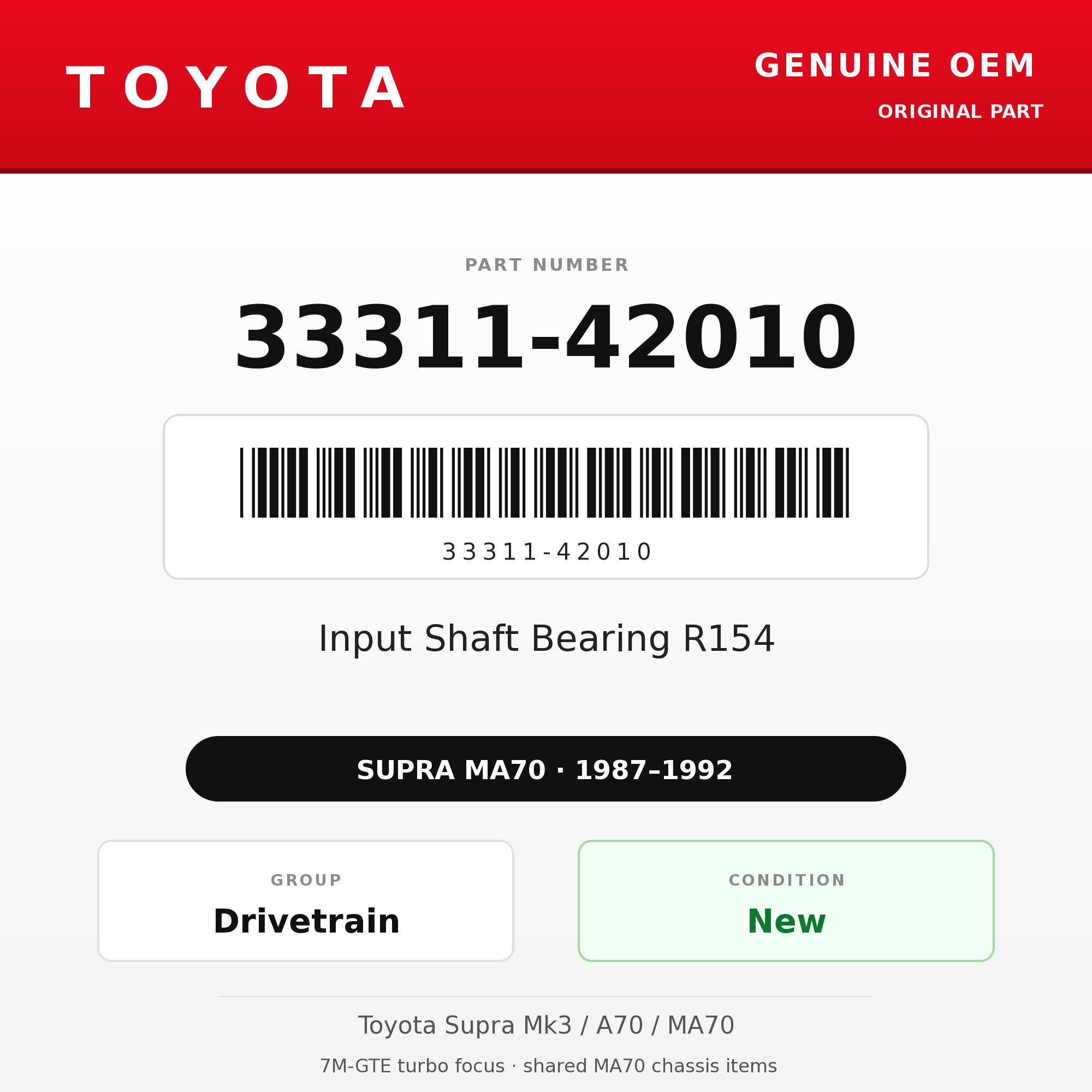 Genuine Toyota OEM 33311-42010 - Input Shaft Bearing R154 (87-92 Supra)
