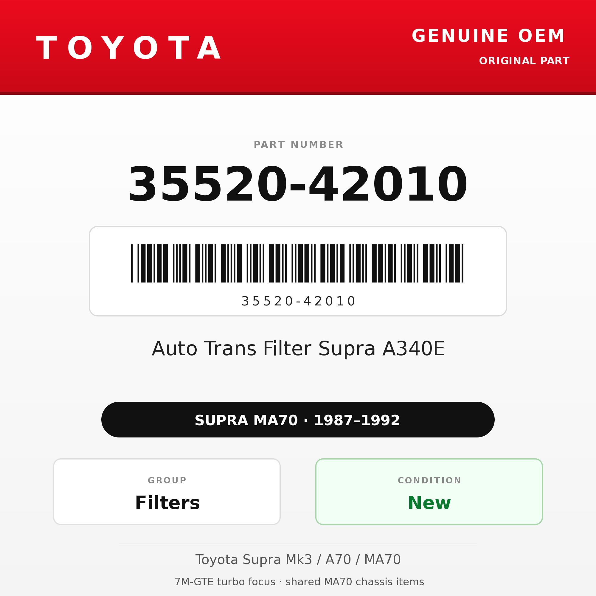 Genuine Toyota OEM 35520-42010 - Auto Trans Filter Supra A340E (87-92 Supra)
