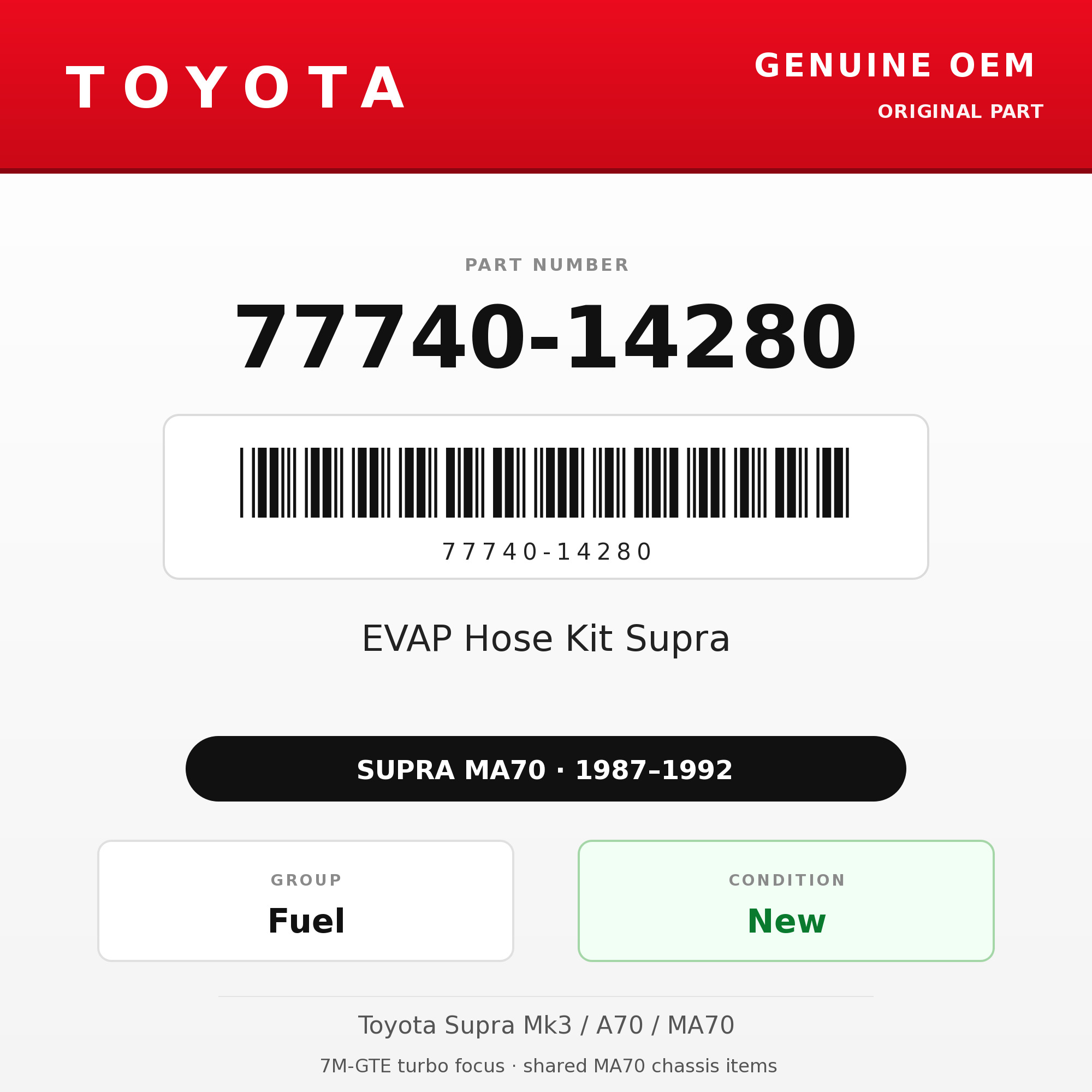Genuine Toyota OEM 77740-14280 - EVAP Hose Kit Supra (87-92 Supra)