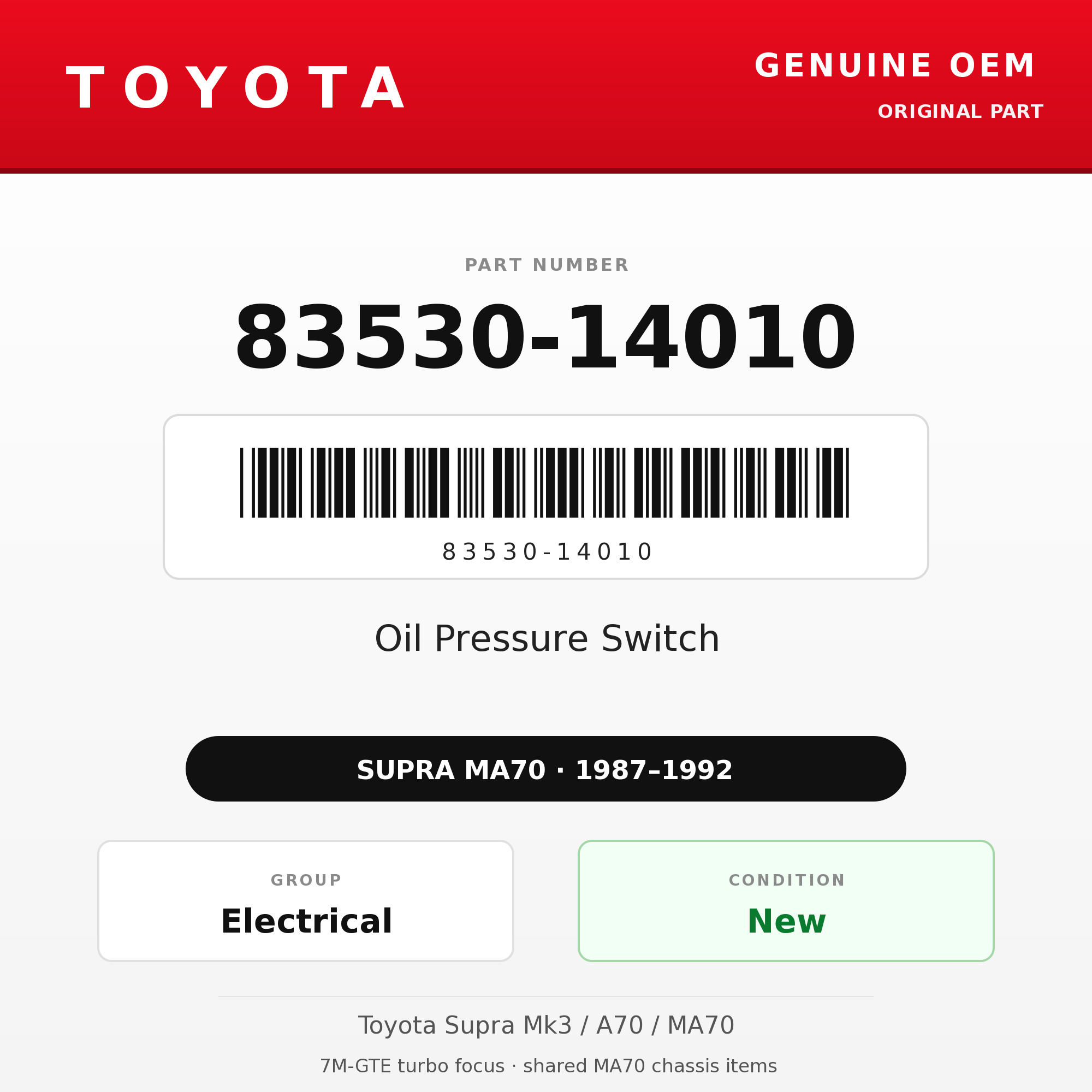 Genuine Toyota OEM 83530-14010 - Oil Pressure Switch (87-92 Supra)