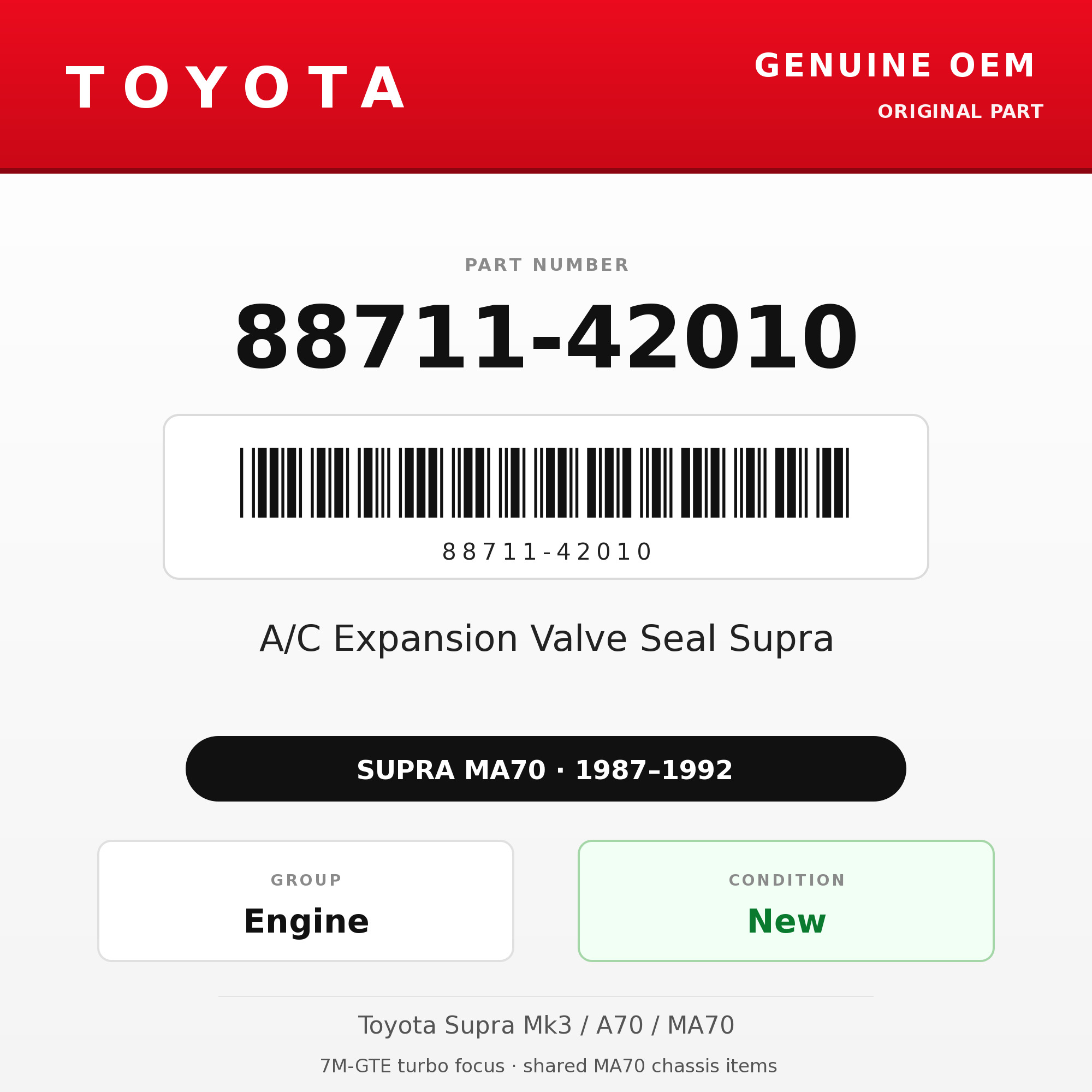 Genuine Toyota OEM 88711-42010 - A/C Expansion Valve Seal Supra (87-92 Supra)
