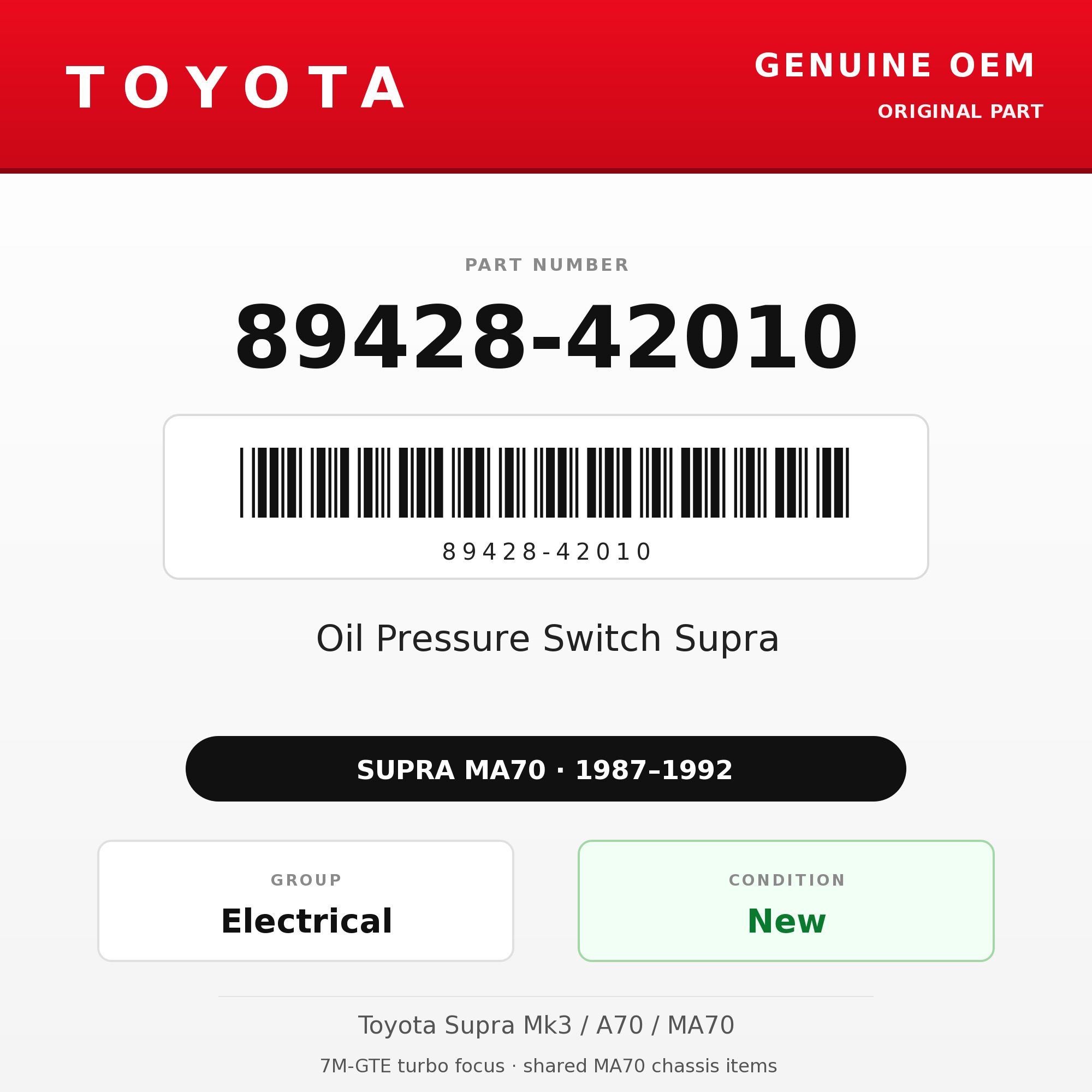 Genuine Toyota OEM 89428-42010 - 87-92 Oil Pressure Switch Supra (87-92 Supra)