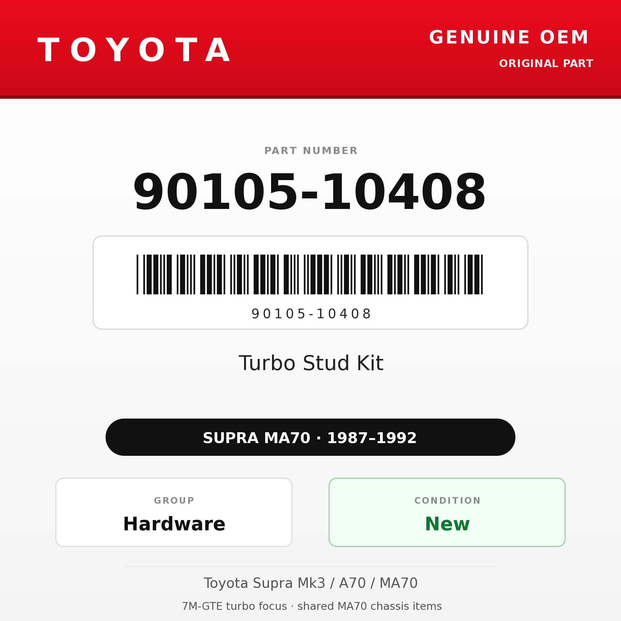 Genuine Toyota OEM 90105-10408 - Turbo Stud Kit 7M-GTE (87-92 Supra)