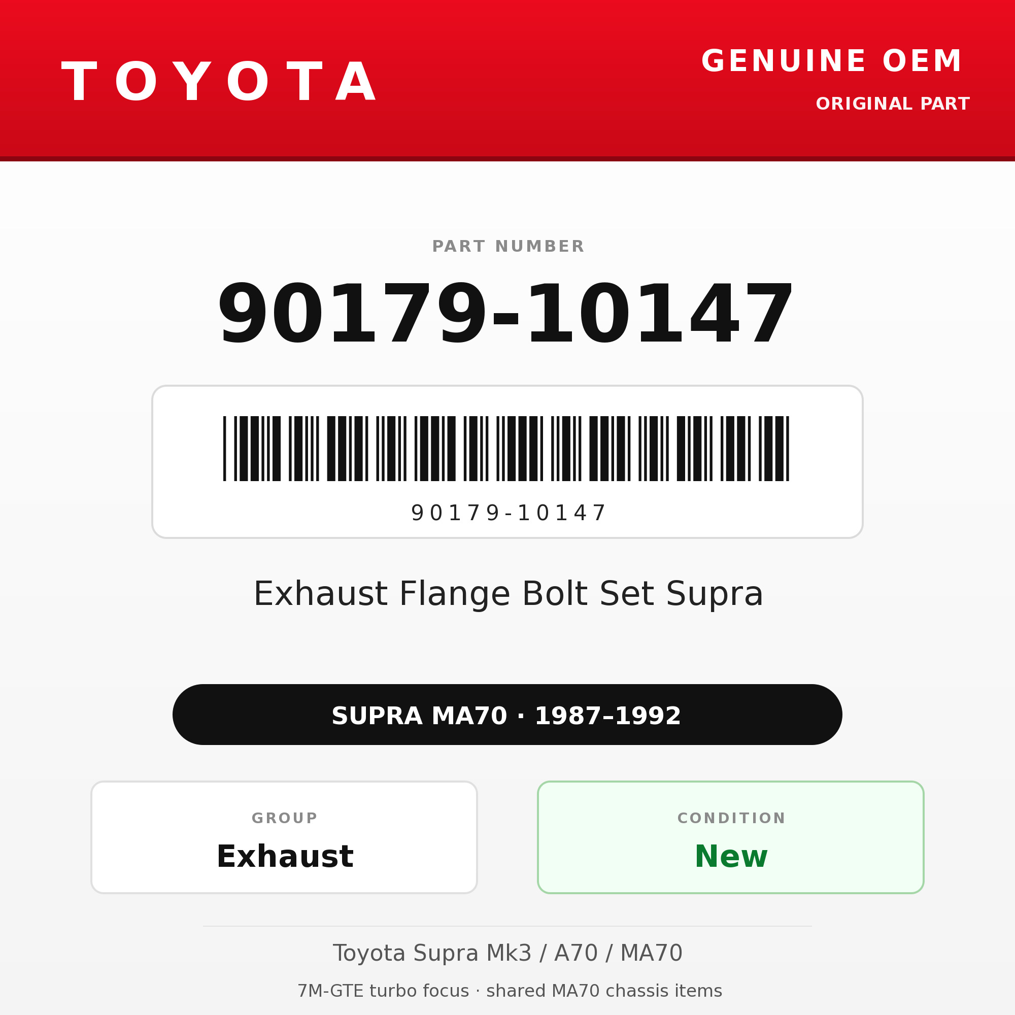 Genuine Toyota OEM 90179-10147 - Exhaust Flange Bolt Set Supra (87-92 Supra)
