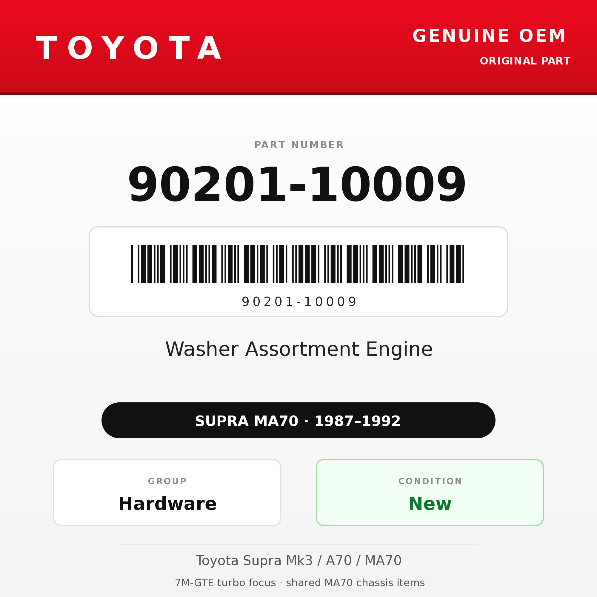 Genuine Toyota OEM 90201-10009 - Washer Assortment Engine 7M (87-92 Supra)