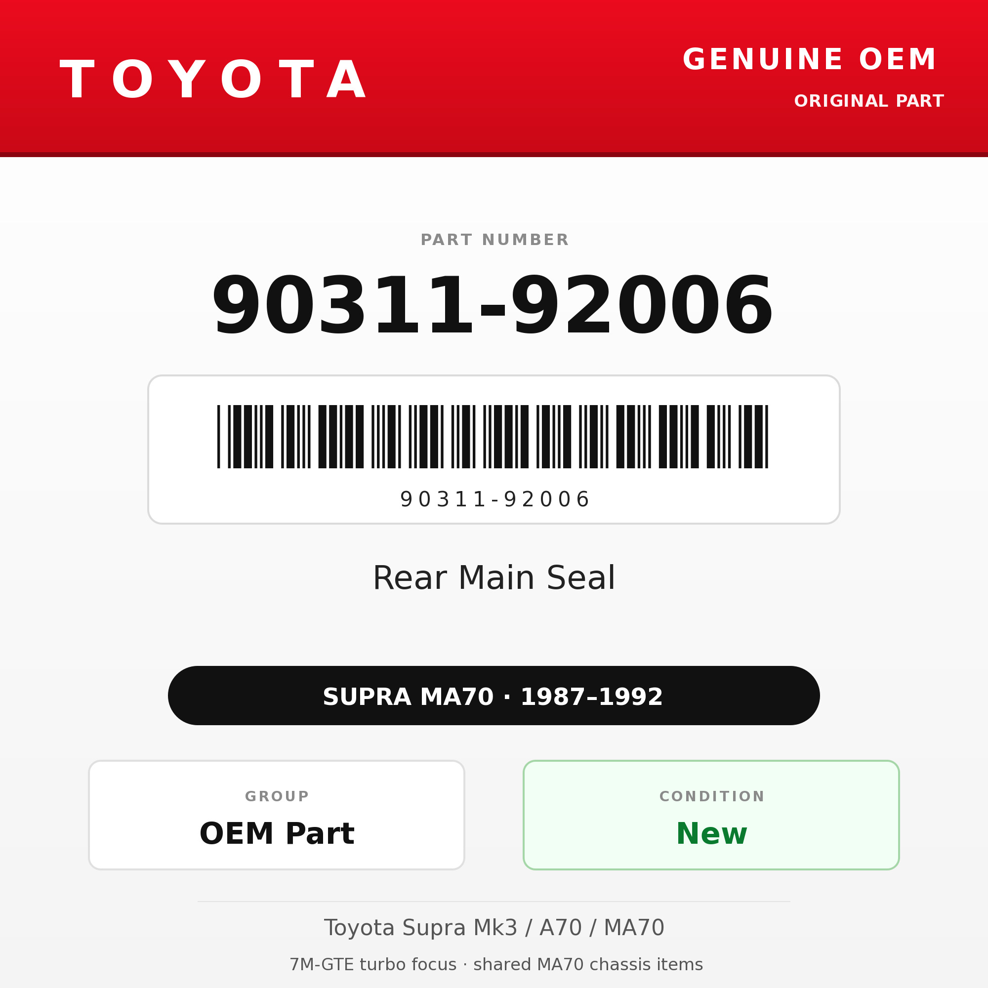 Genuine Toyota OEM 90311-92006 - Rear Main Seal 7M-GTE (87-92 Supra)