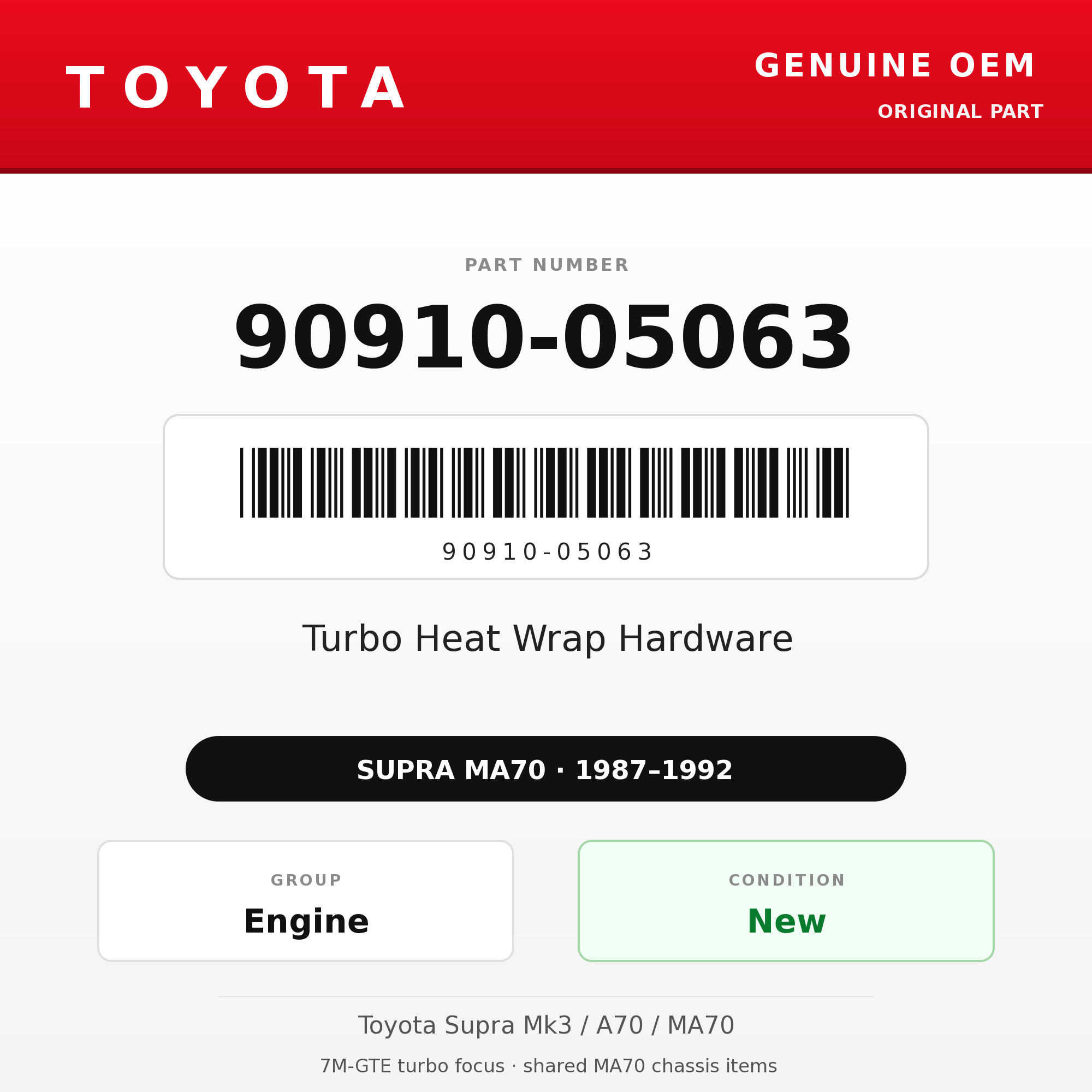 Genuine Toyota OEM 90910-05063 - Turbo Heat Wrap Hardware 7M-GTE (87-92 Supra)