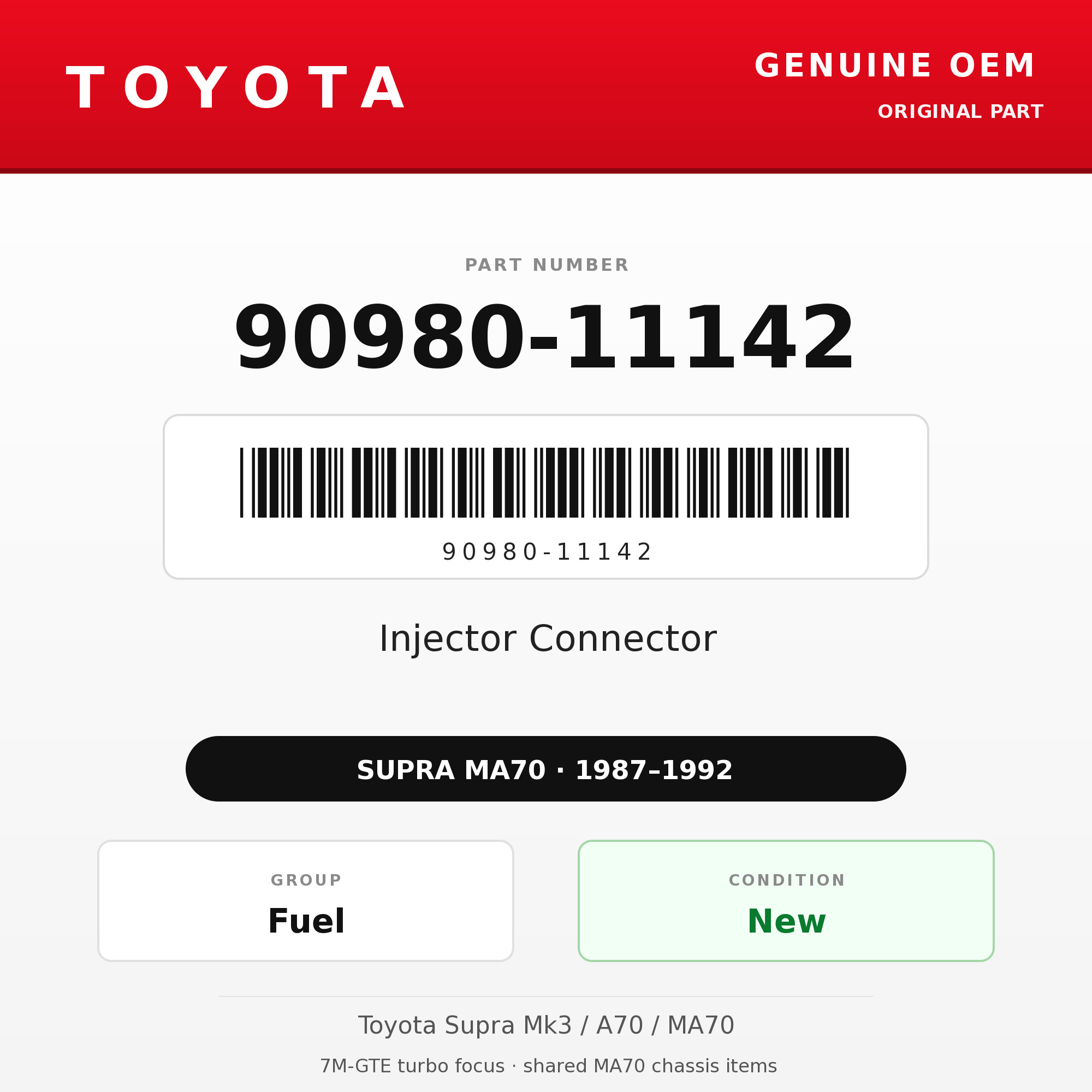 Genuine Toyota OEM 90980-11142 - Injector Connector 7M (each) (87-92 Supra)