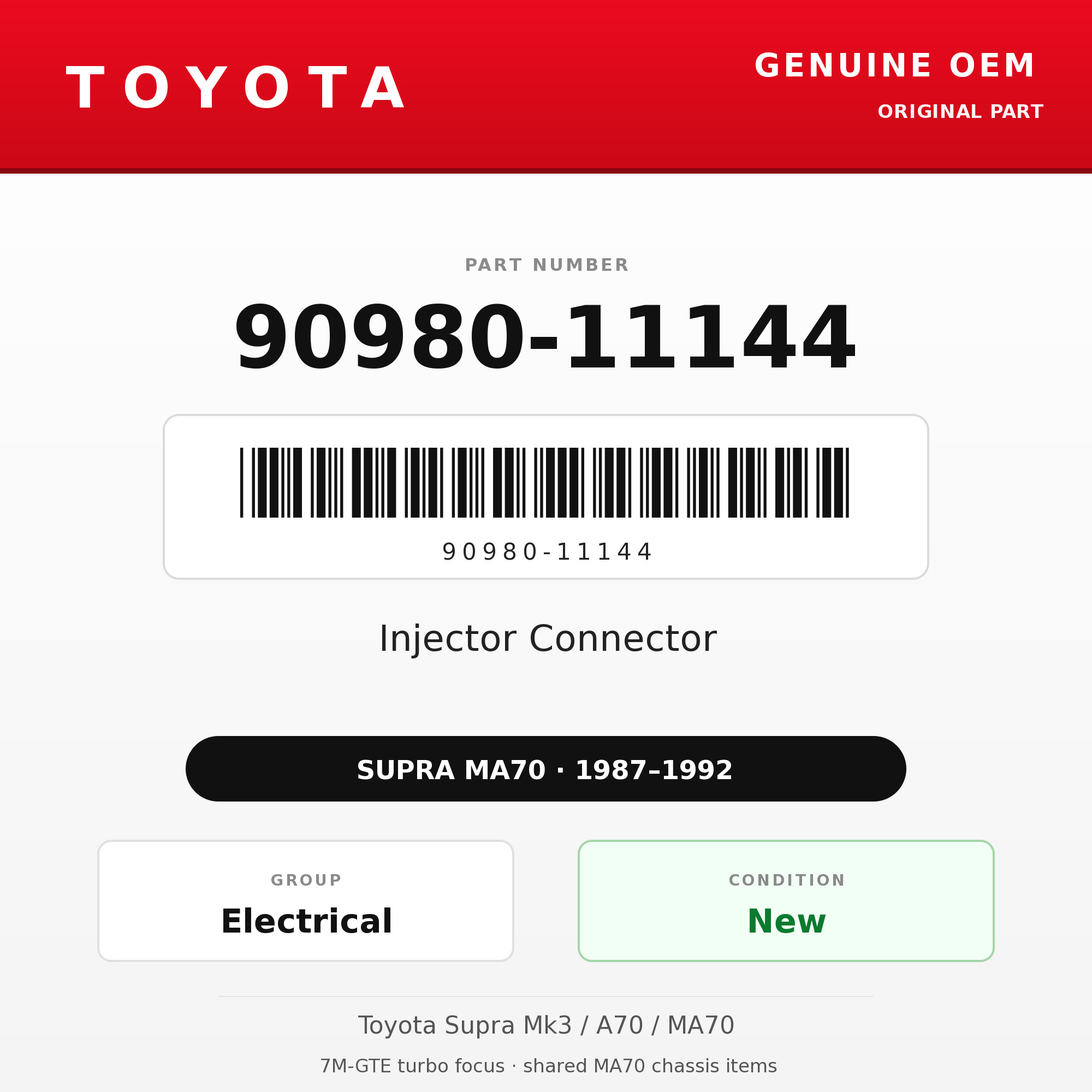Genuine Toyota OEM 90980-11144 - Injector Connector 7M (each) (87-92 Supra)