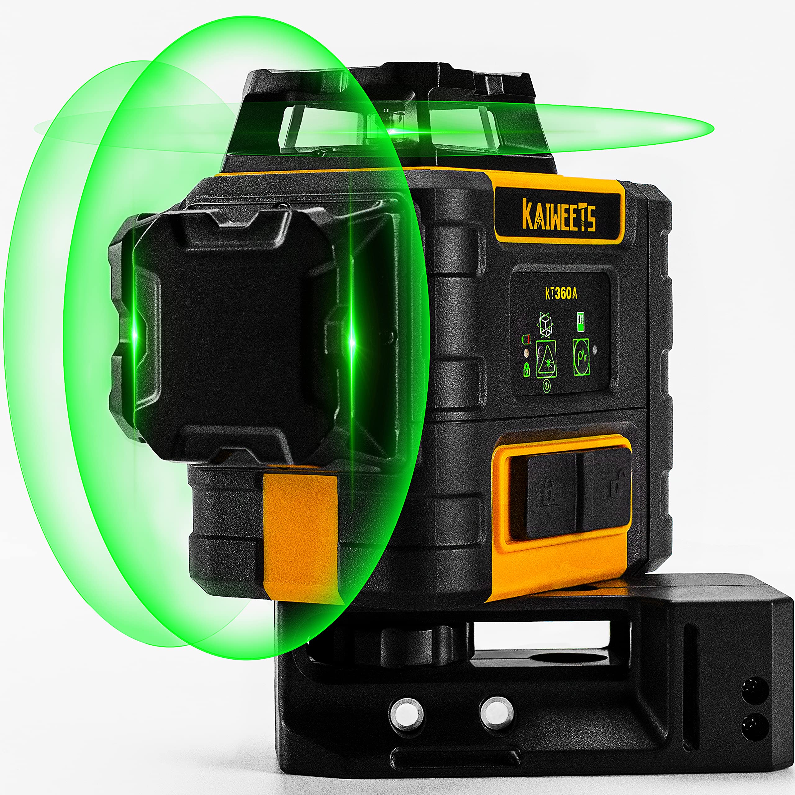 KAIWEETS Laser Level 3 X 360 Green Line, Self-Leveling Construction Laser with Pulse Mode, Working time up to 40h, with 2 Rechargeble Lithium Batterie