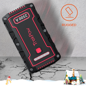 Car Jump Starter, TrekPow TJ2500 2500A Peak 18000mAh 12V Auto Battery Booster (Engines up to 9.0L Gas/8.0L Diesel) with UltraSafe Smart Clamps, IP68 Waterproof, QC3.0, Type-C Input, LED Flashlight